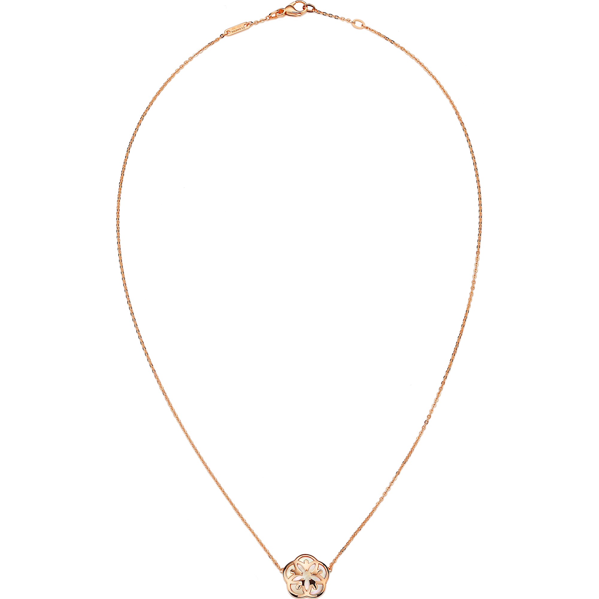 Omega Flower Necklace, 18K red gold, Mother-of-pearl cabochon - N82BGA0204005