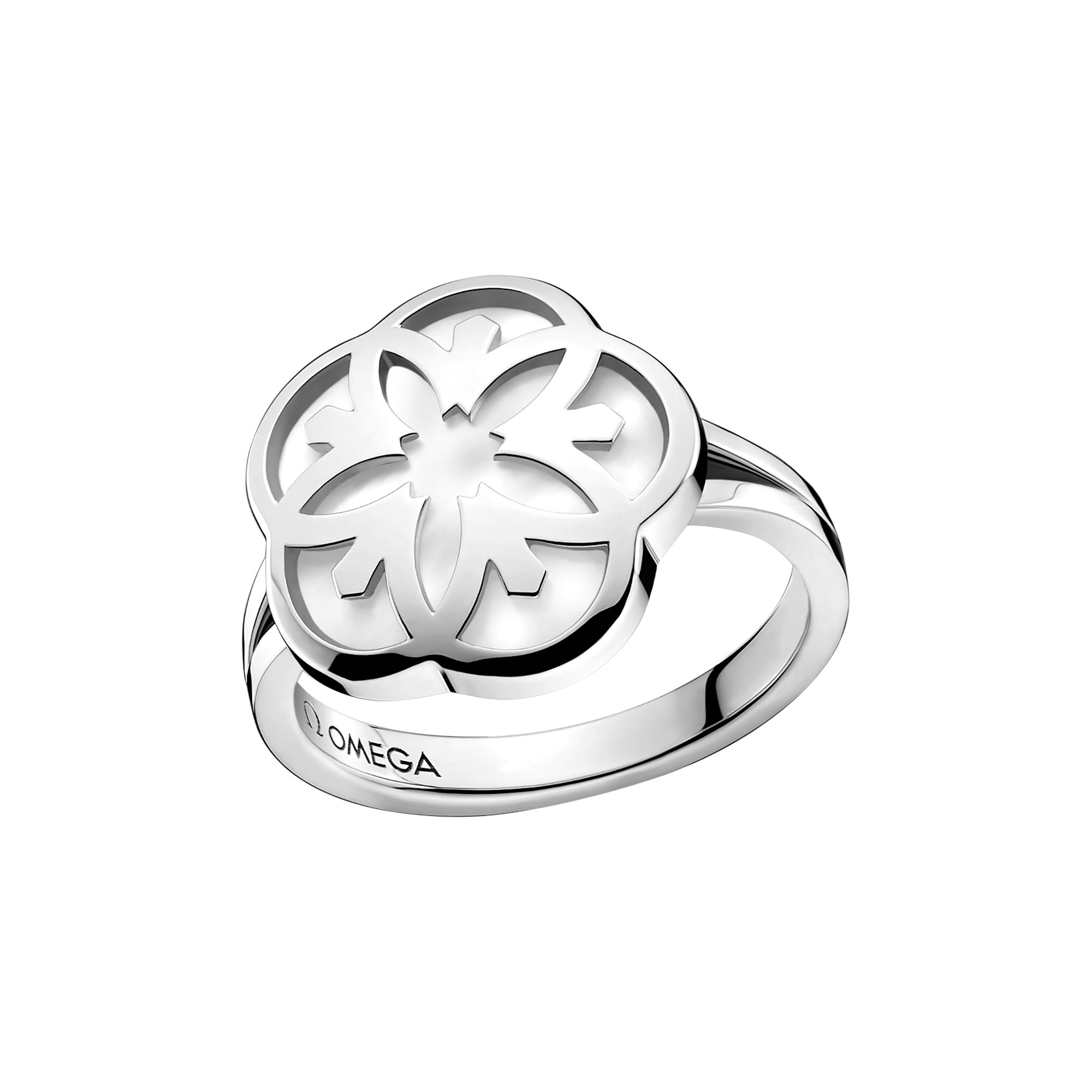 Omega Flower Ring, 18K white gold, Mother-of-pearl - R603BC07001XX