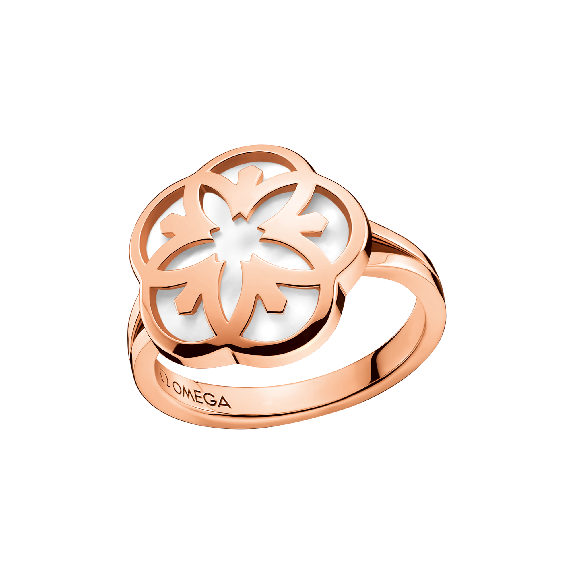Omega Flower Ring, 18K red gold, Mother-of-pearl