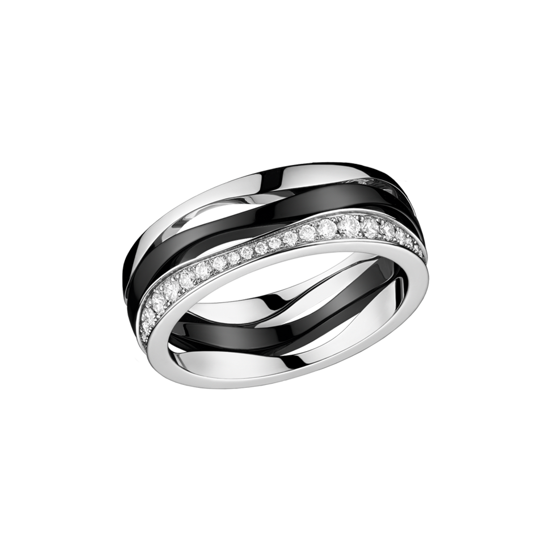Ladymatic Ring, 18K white gold, Ceramic, Diamonds - R604CL01001XX