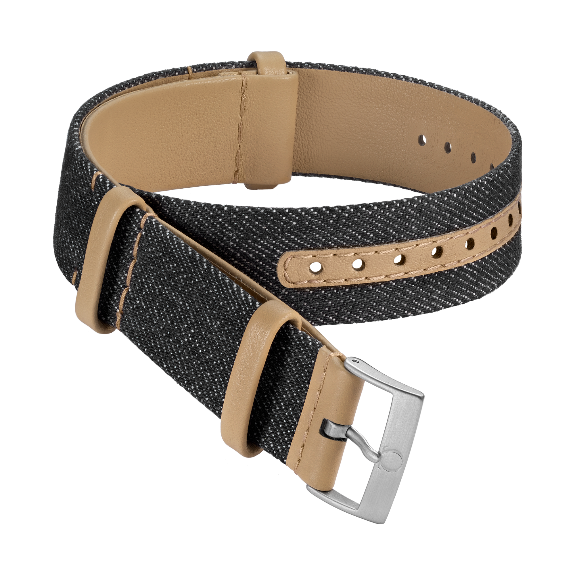 NATO strap - Denim and leather, black - 031CWZ010933w