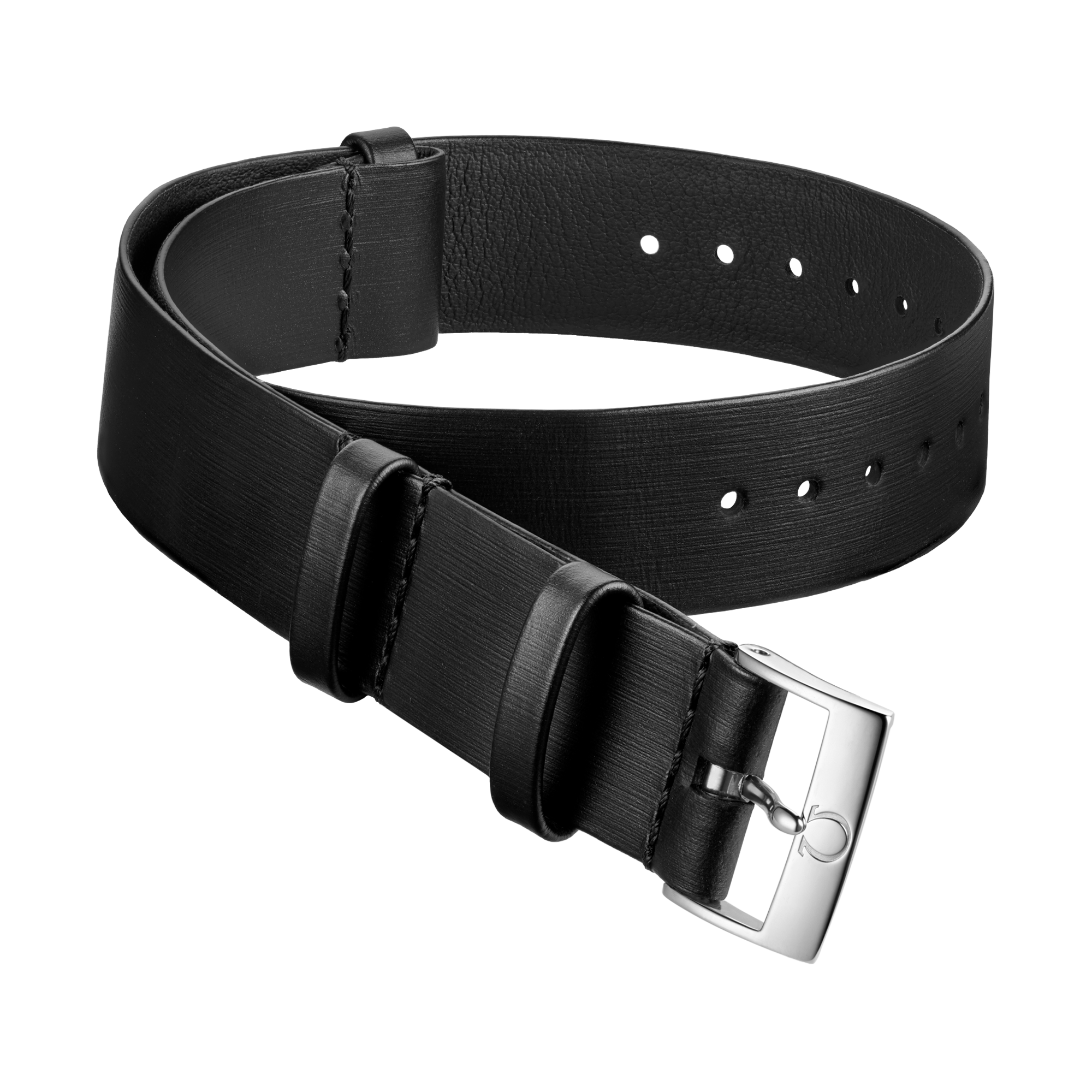 NATO strap - Leather, black - 031CUZ011417w