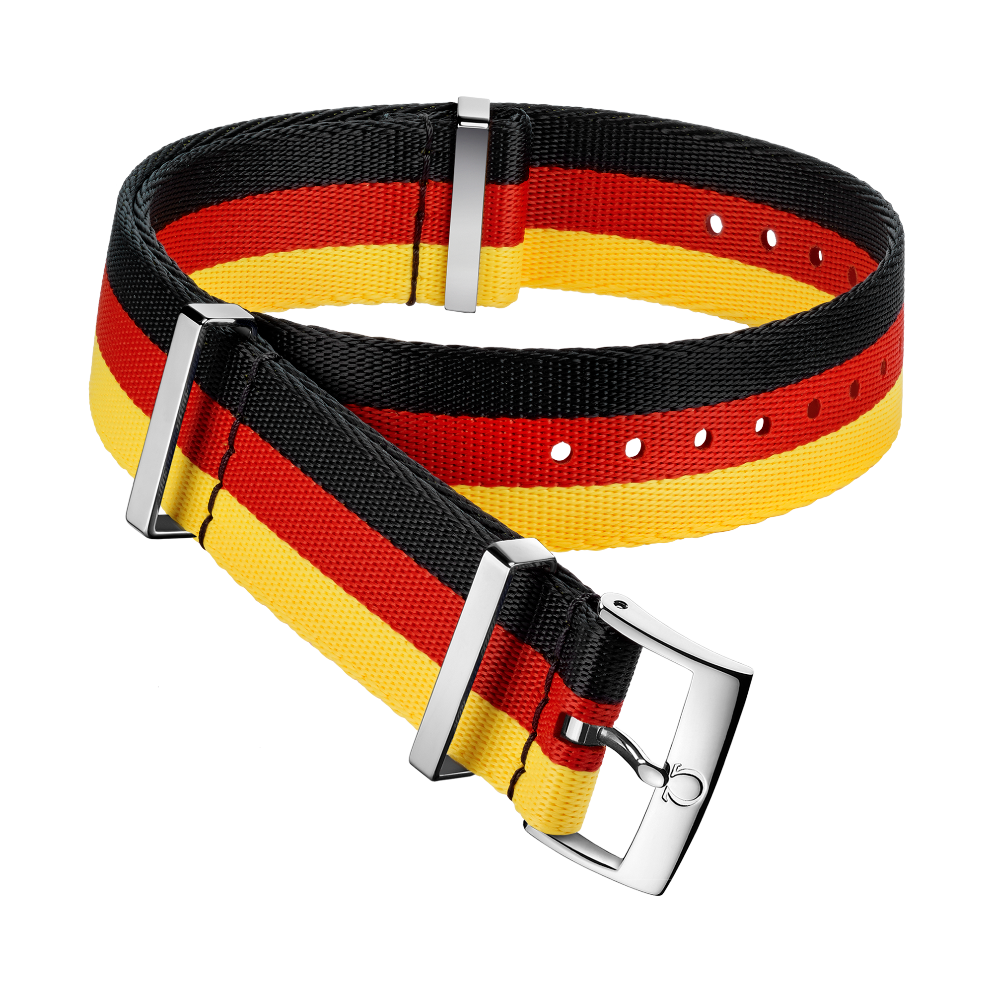 NATO-Armband - Schwarz-rot-gelbes Polyamidarmband mit 3 Streifen - 031CWZ010652