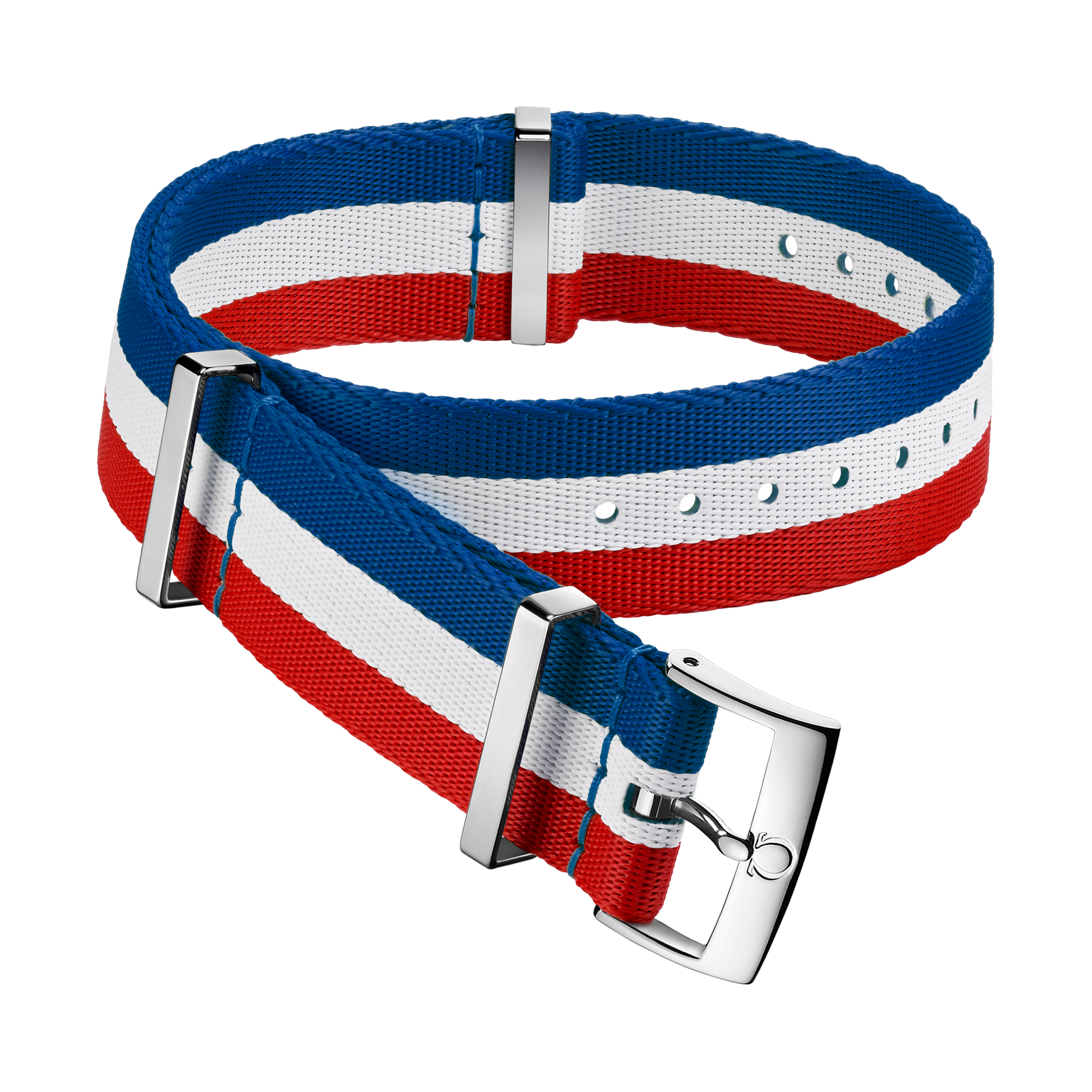 NATO strap - Polyamide 3-stripe blue, white and red strap - 031CWZ010674w