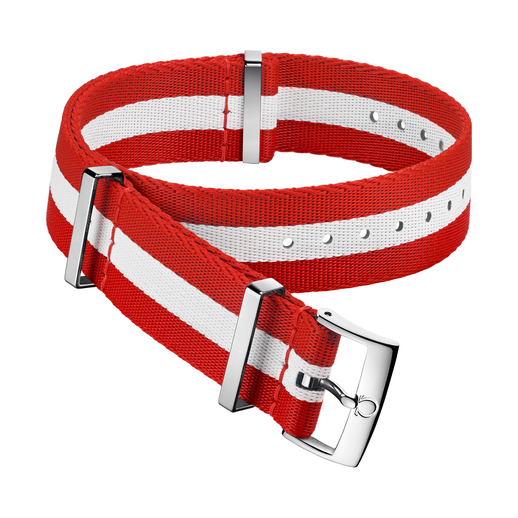 NATO strap - Polyamide 3-stripe red and white strap - 031CWZ010624w