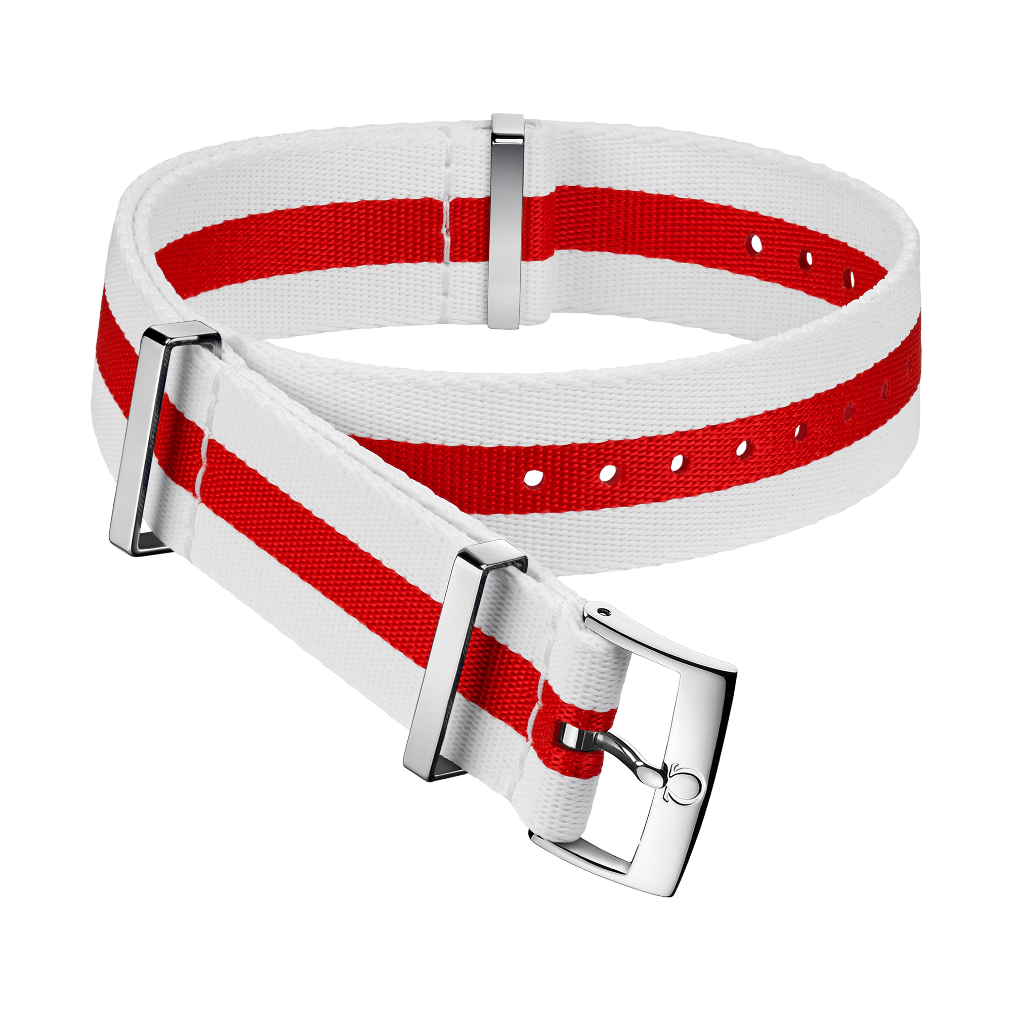 NATO strap - Polyamide 3-stripe white and red strap - 031CWZ010640w