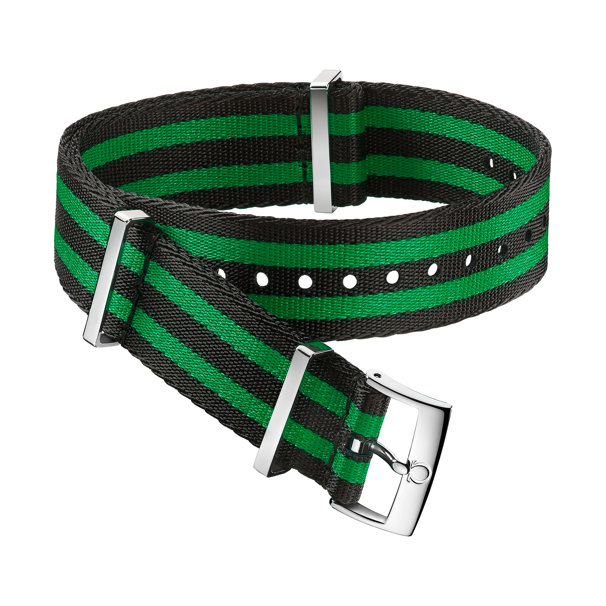 Cinturino NATO - Cinturino in poliammide nero e verde con 5 strisce - 031CWZ008803