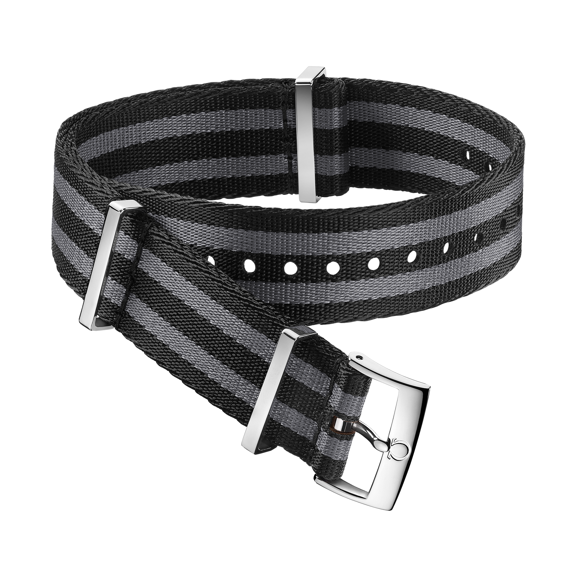 Bracelet NATO - Bracelet en polyamide gris et noir à 5 rayures - 031ZSZ002045