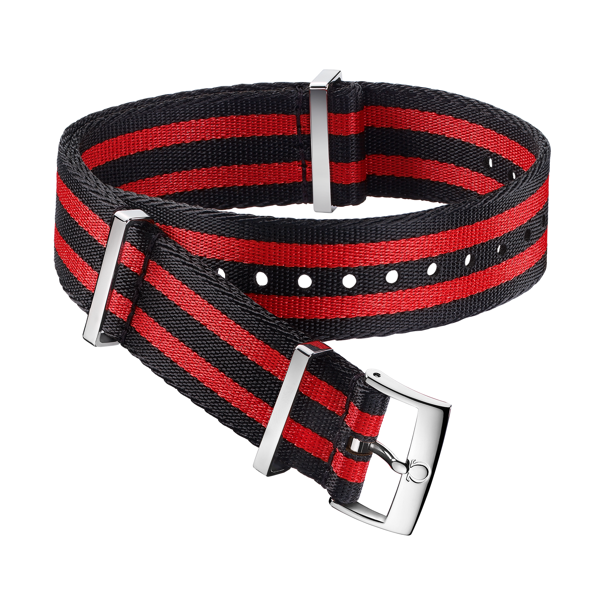 NATO strap - Polyamide 5-stripe black and red strap - 031ZSZ002042