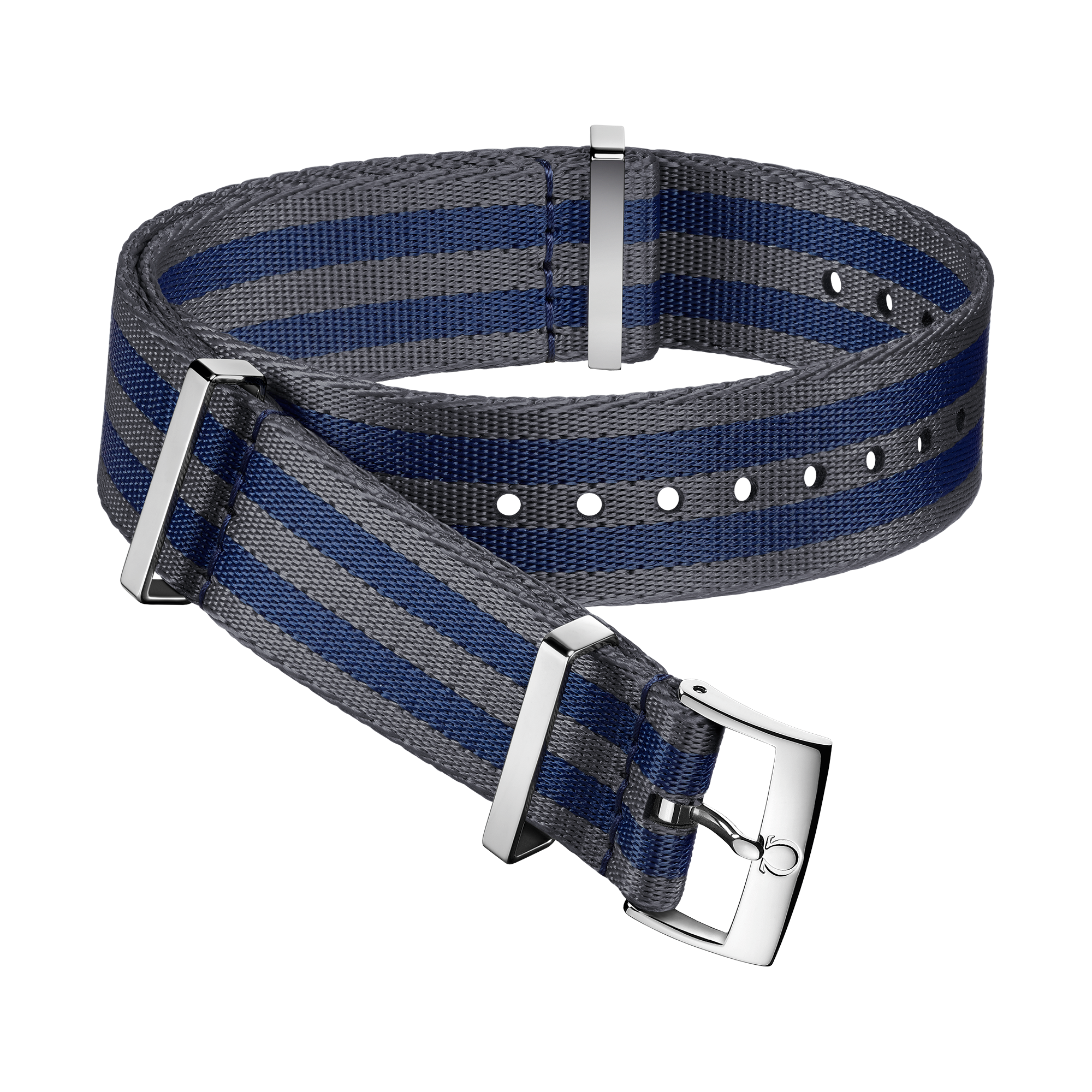 NATO strap - Polyamide 5-stripe grey and blue strap - 031CWZ007884w
