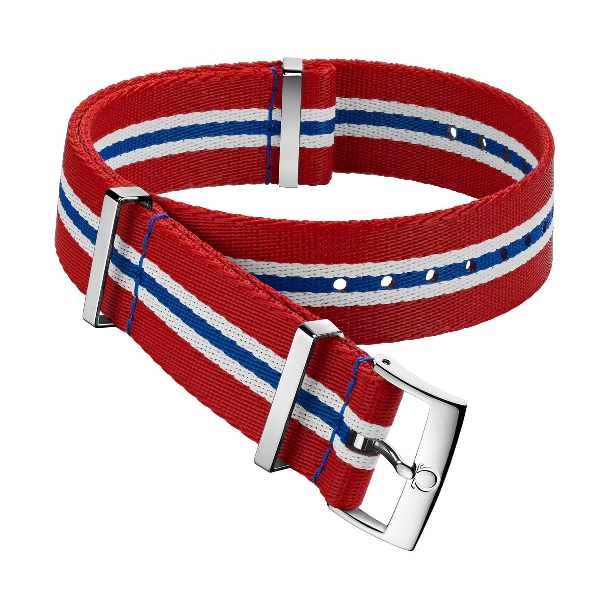 Bracelete NATO - Bracelete em poliamida vermelha, branca e azul com 5 faixas - 031CWZ010686