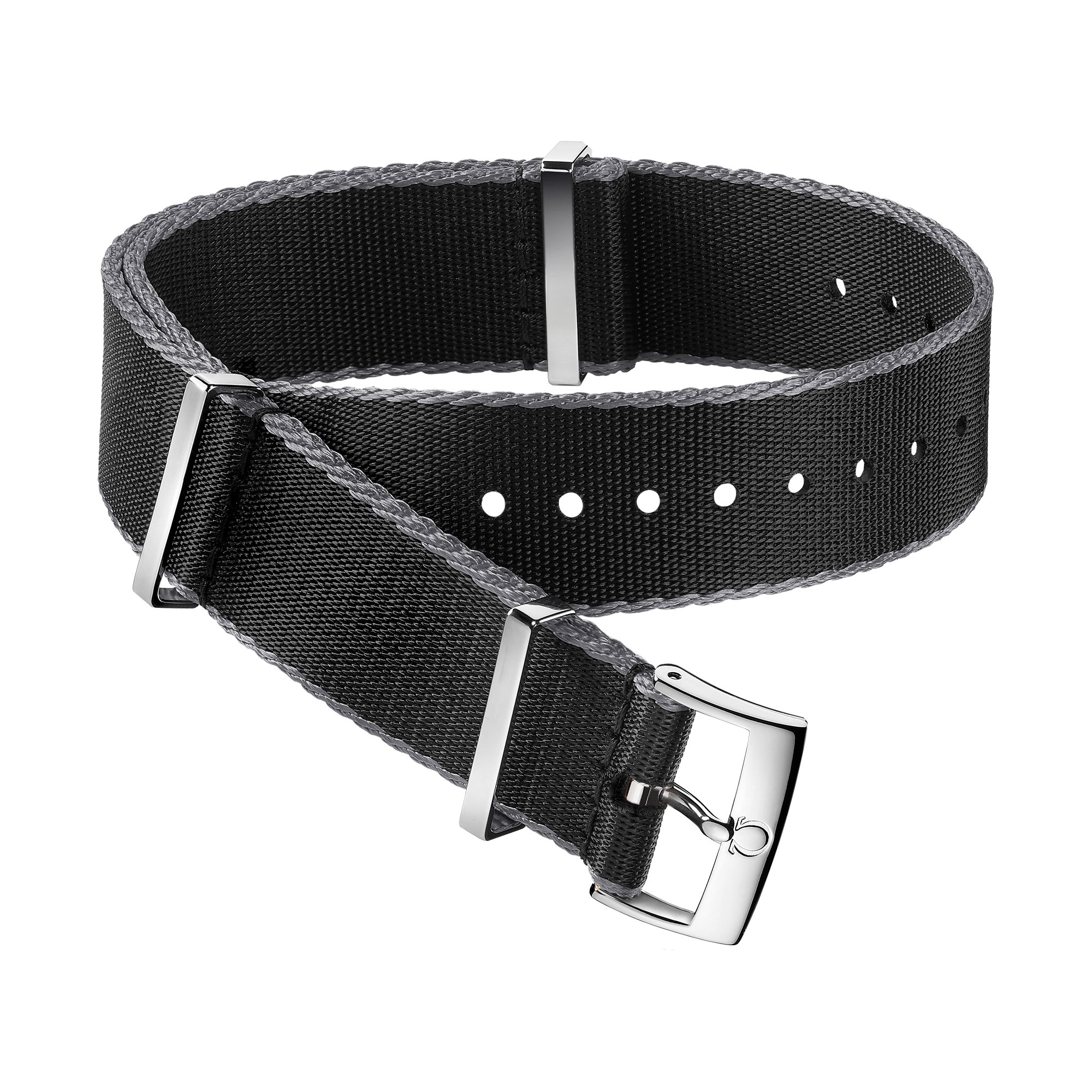 NATO strap - Polyamide black strap, grey-bordered - 031ZSZ002044w