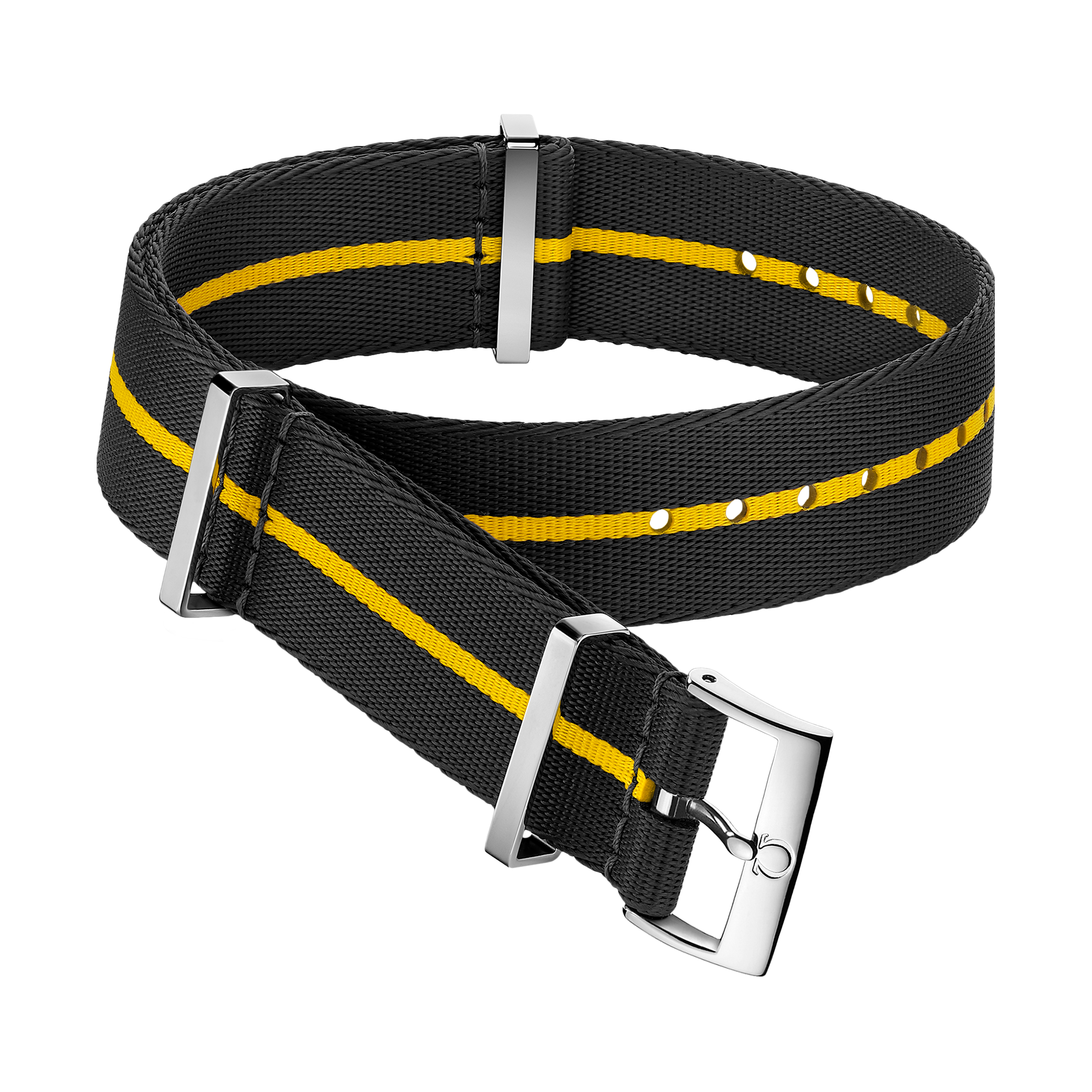 NATO strap - Polyamide black strap with yellow stripe  - 031CWZ014683w