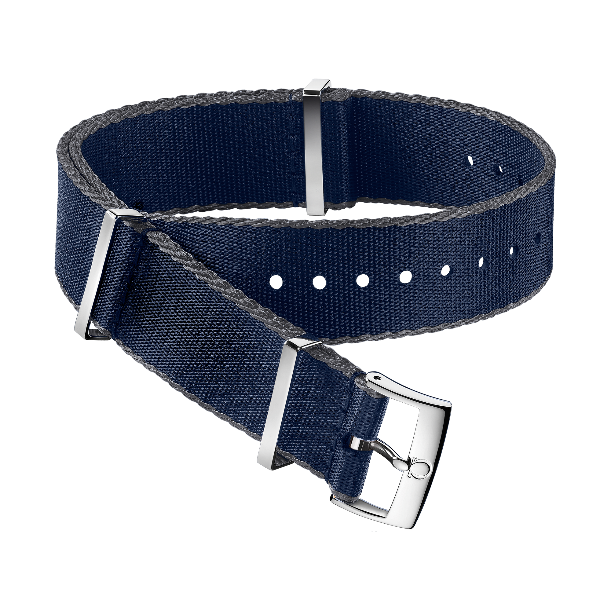NATO-Armband - Blaues Polyamidarmband, graue Ränder - 031CWZ007885
