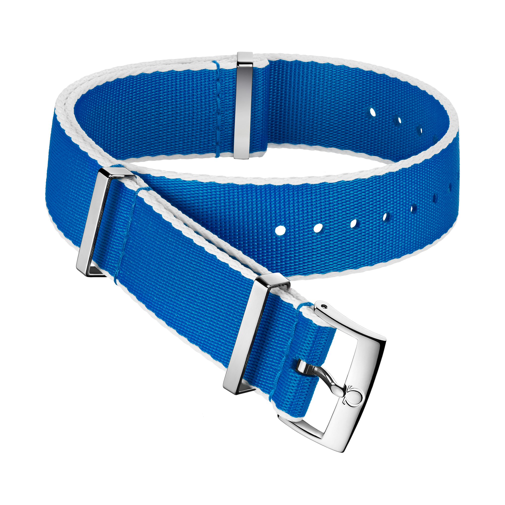 Bracelet NATO - Bracelet en polyamide bleu aux bordures blanches - 031CWZ010702