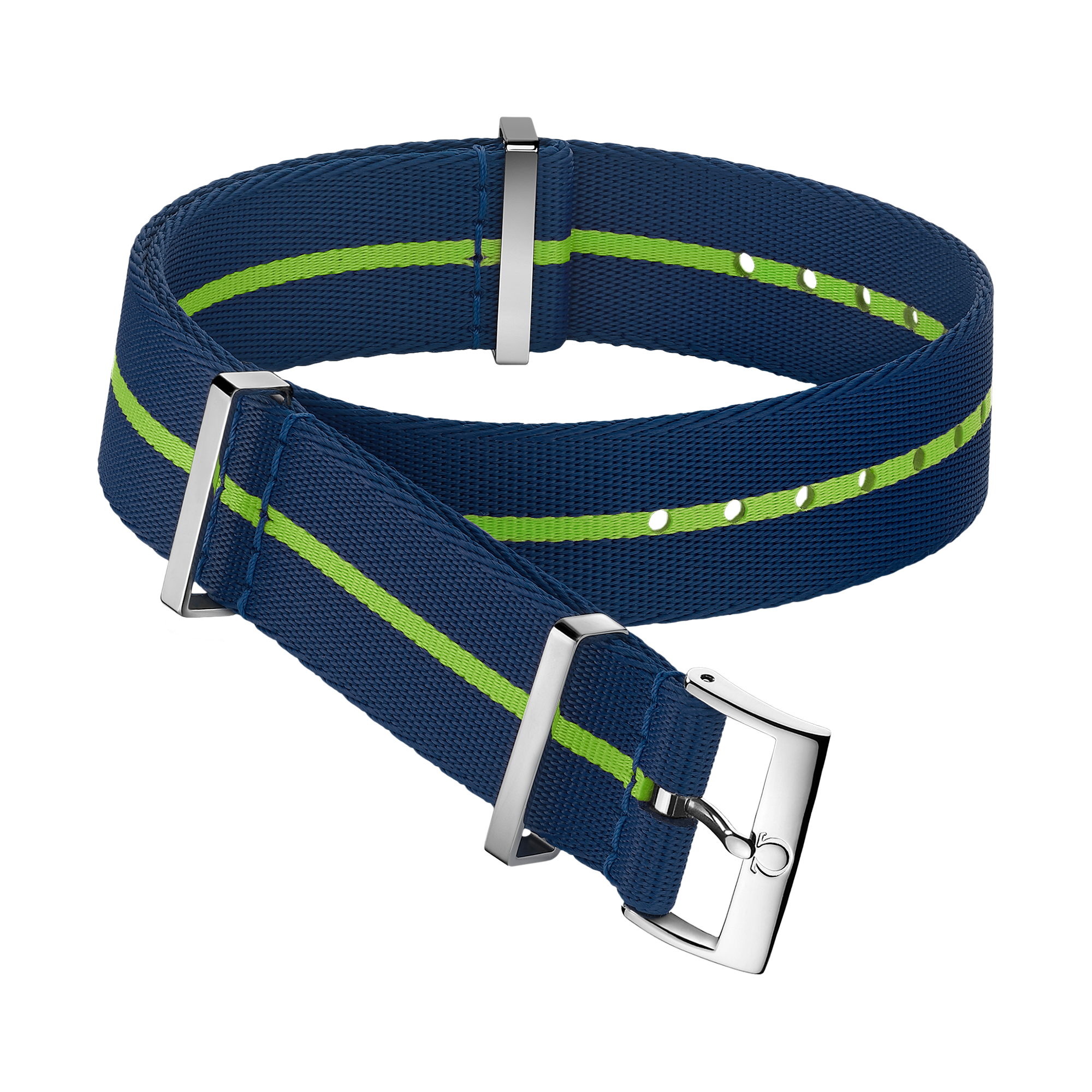 NATO strap - Polyamide blue strap with green stripe - 031CWZ014693w