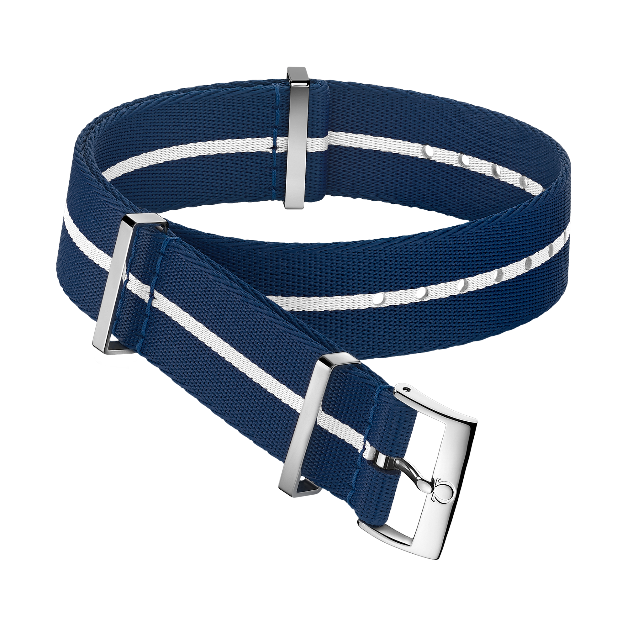 Bracelet NATO - Bracelet en polyamide bleu à rayure blanche - 031CWZ014677