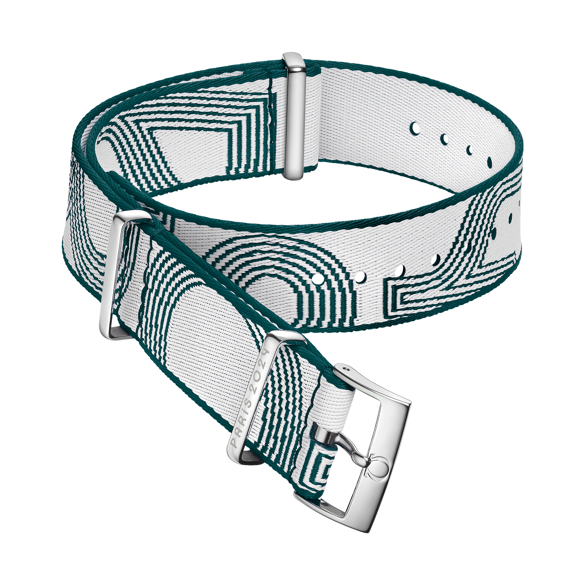 NATO strap - Polyamide, green and white - 031Z019140W