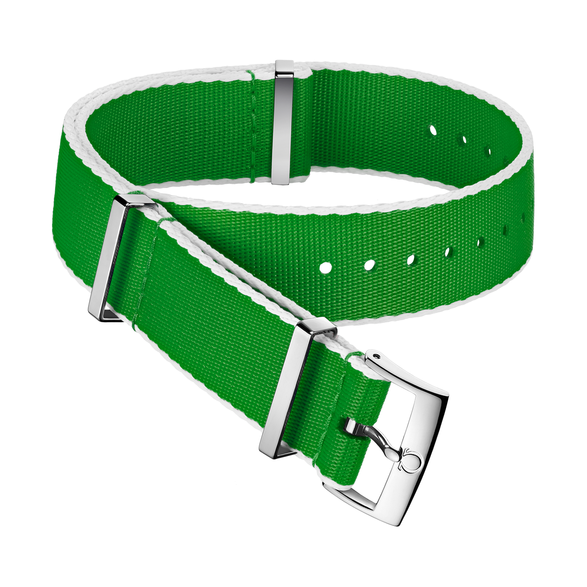 NATO strap - Polyamide green strap, white-bordered - 031CWZ010714