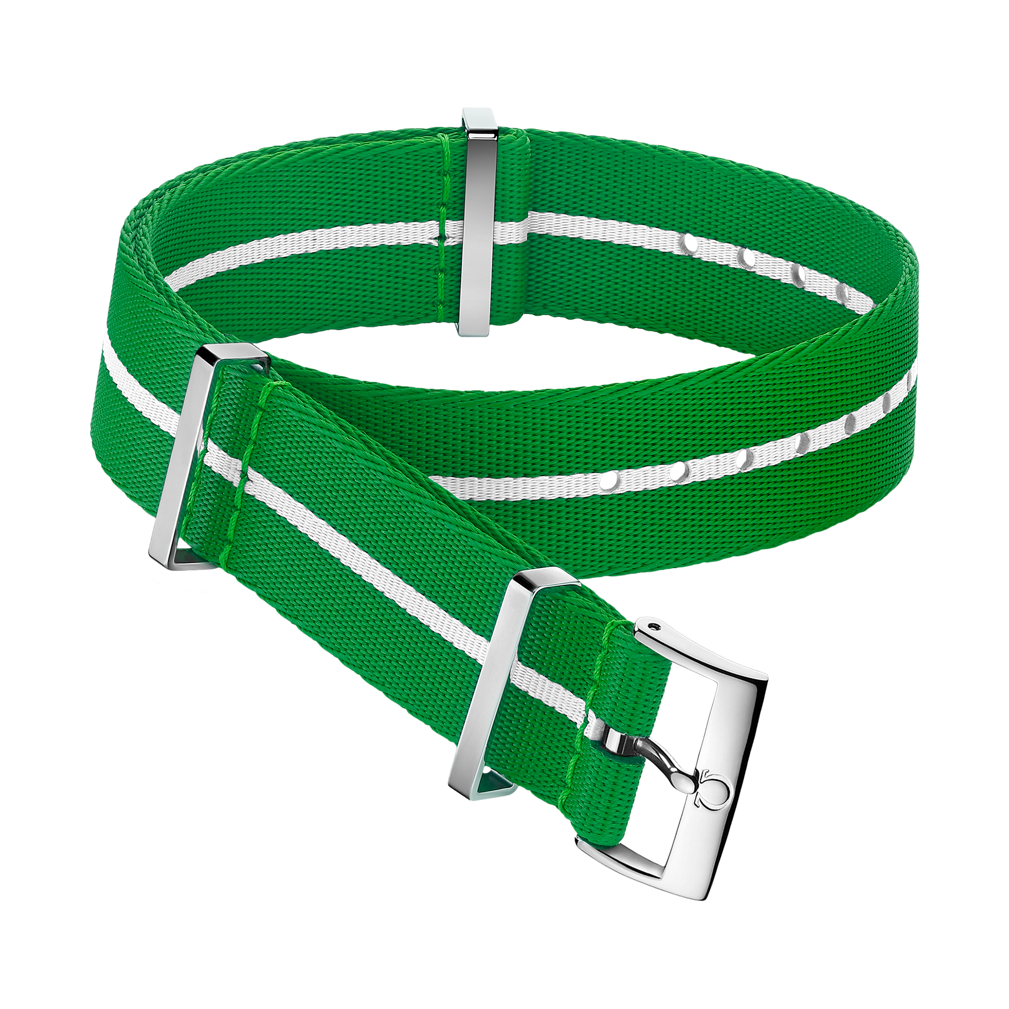 NATO strap - Polyamide green strap with white stripe - 031CWZ014689w