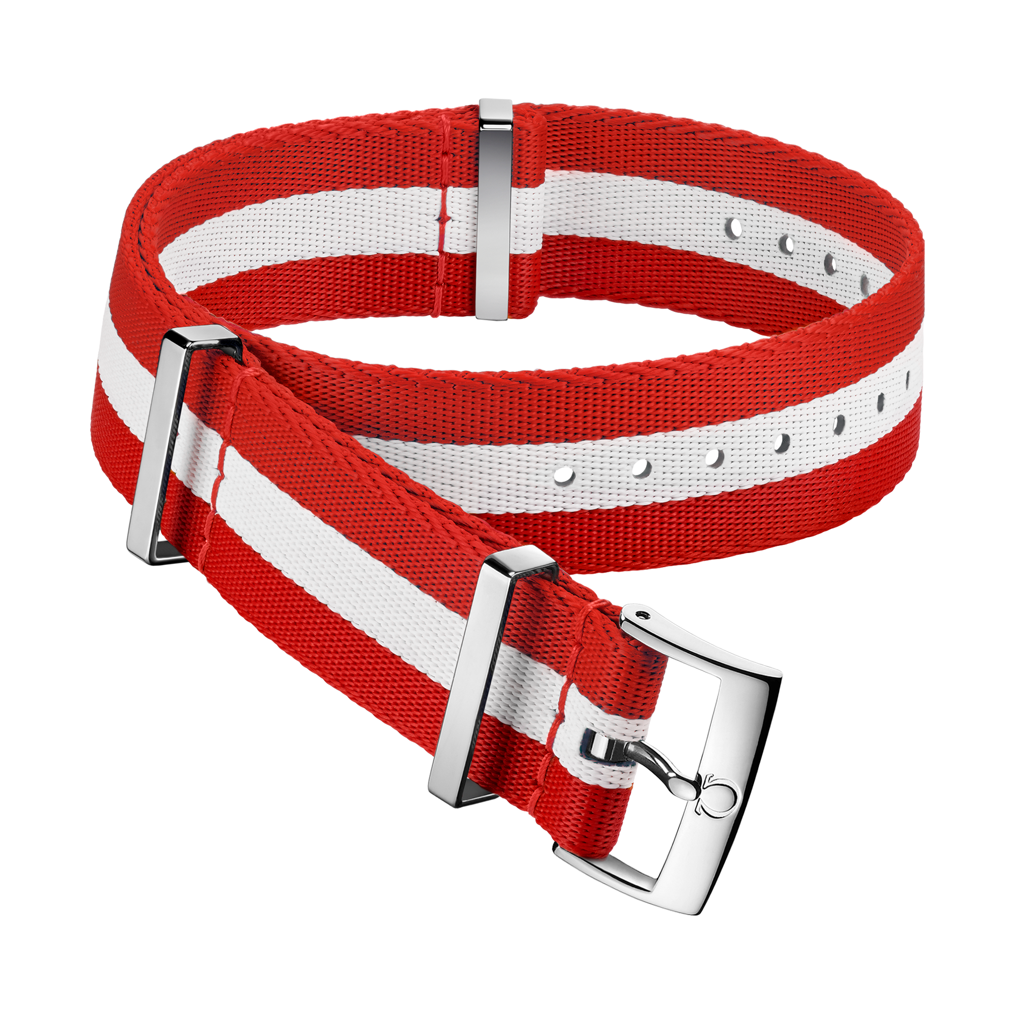 NATO strap - Polyamide, red and white - 031CWZ010624w