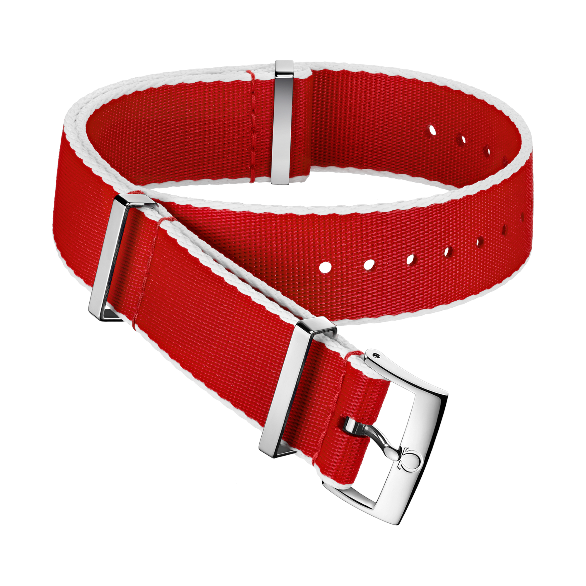 NATO strap - Polyamide red strap, white-bordered - 031CWZ010718w