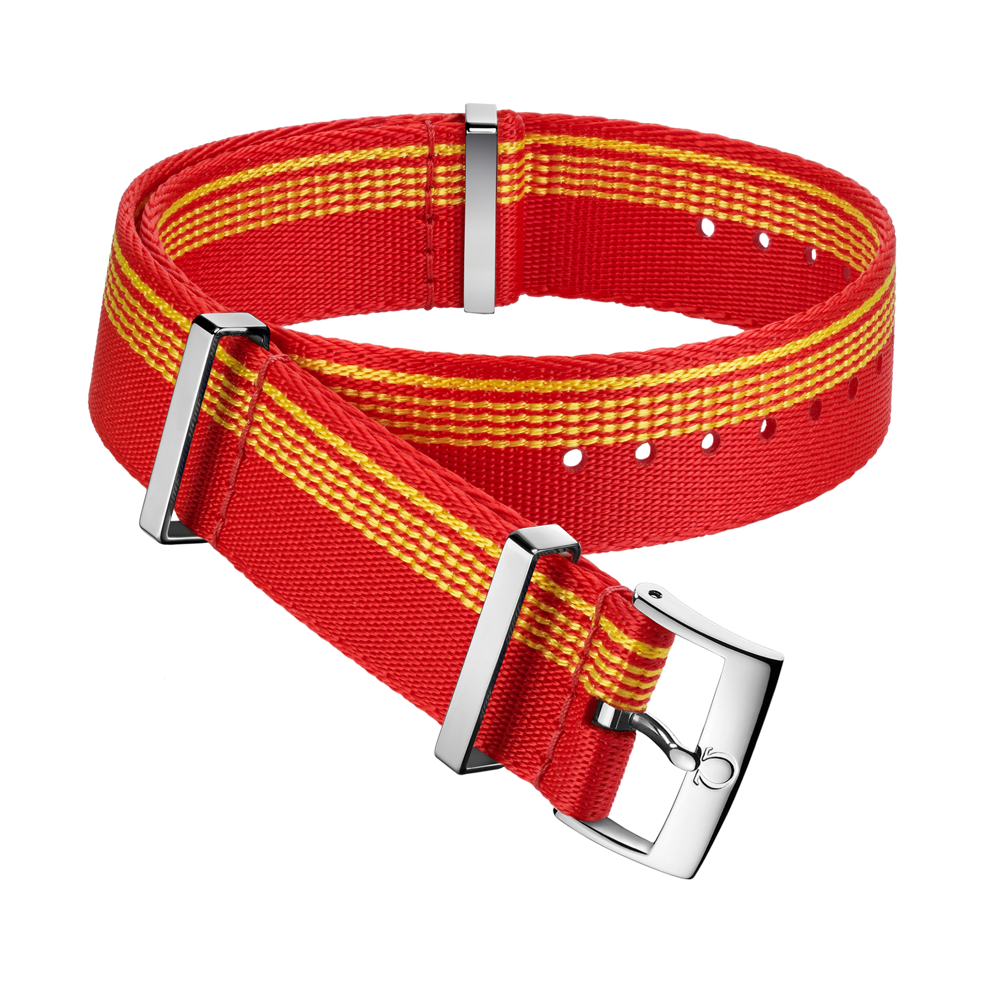 Bracelete NATO - Bracelete em poliamida vermelha com faixas amarelas  - 031CWZ010620