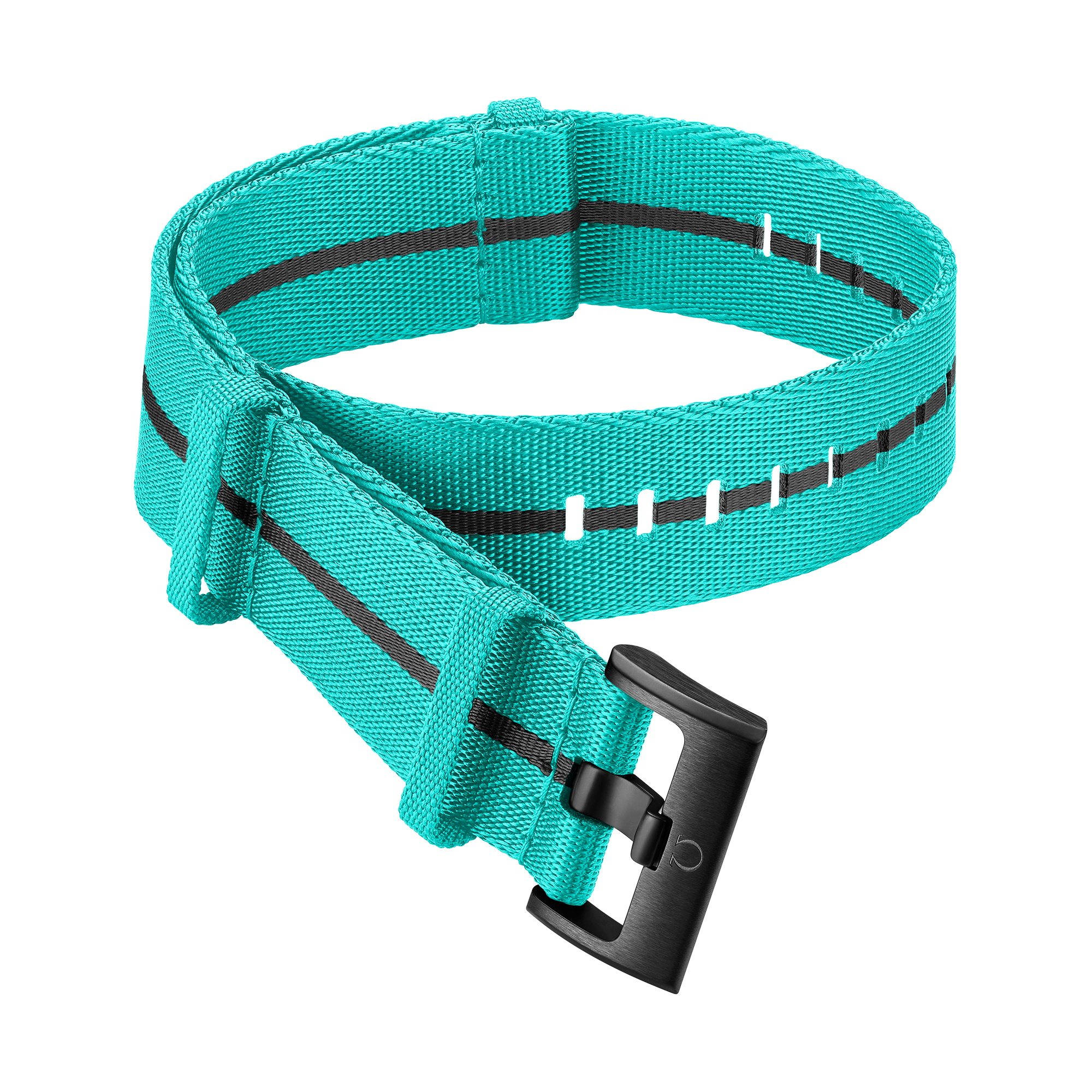 Bracelet NATO - Bracelet en polyamide turquoise à rayures noires - 031Z019988