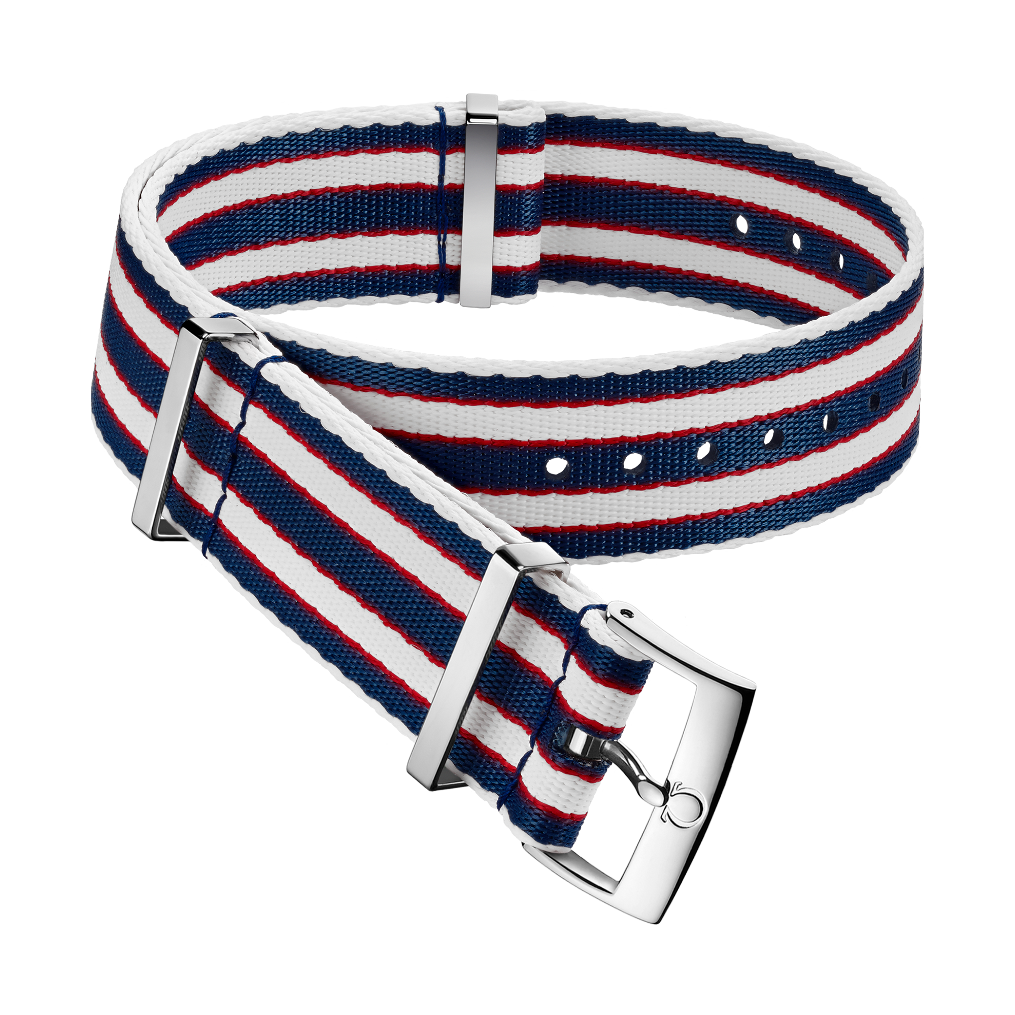 NATO strap - Polyamide striped blue, red and white strap - 031CWZ010694w