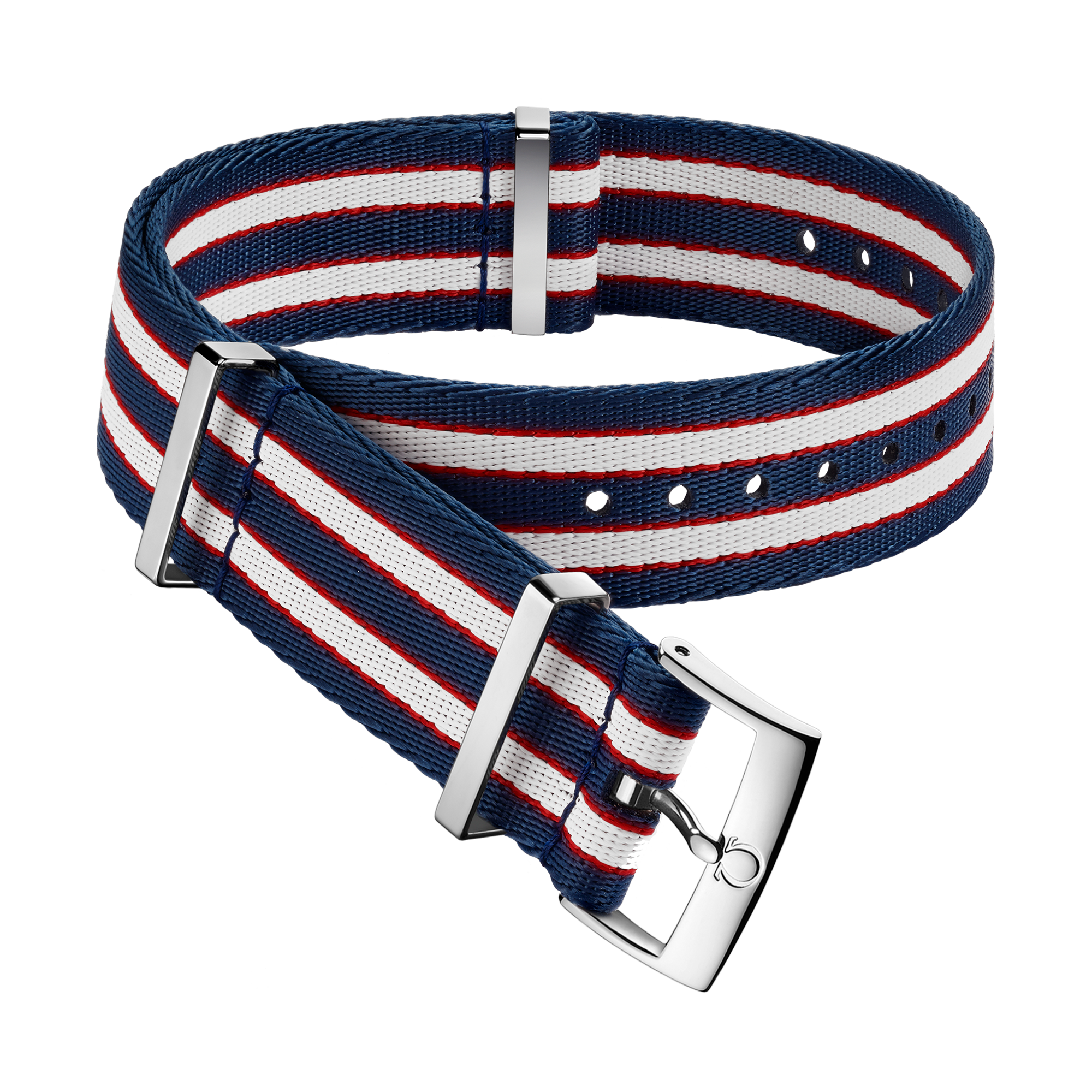 Cinturino NATO - Cinturino in poliammide rosso, bianco e blu con strisce - 031CWZ010632