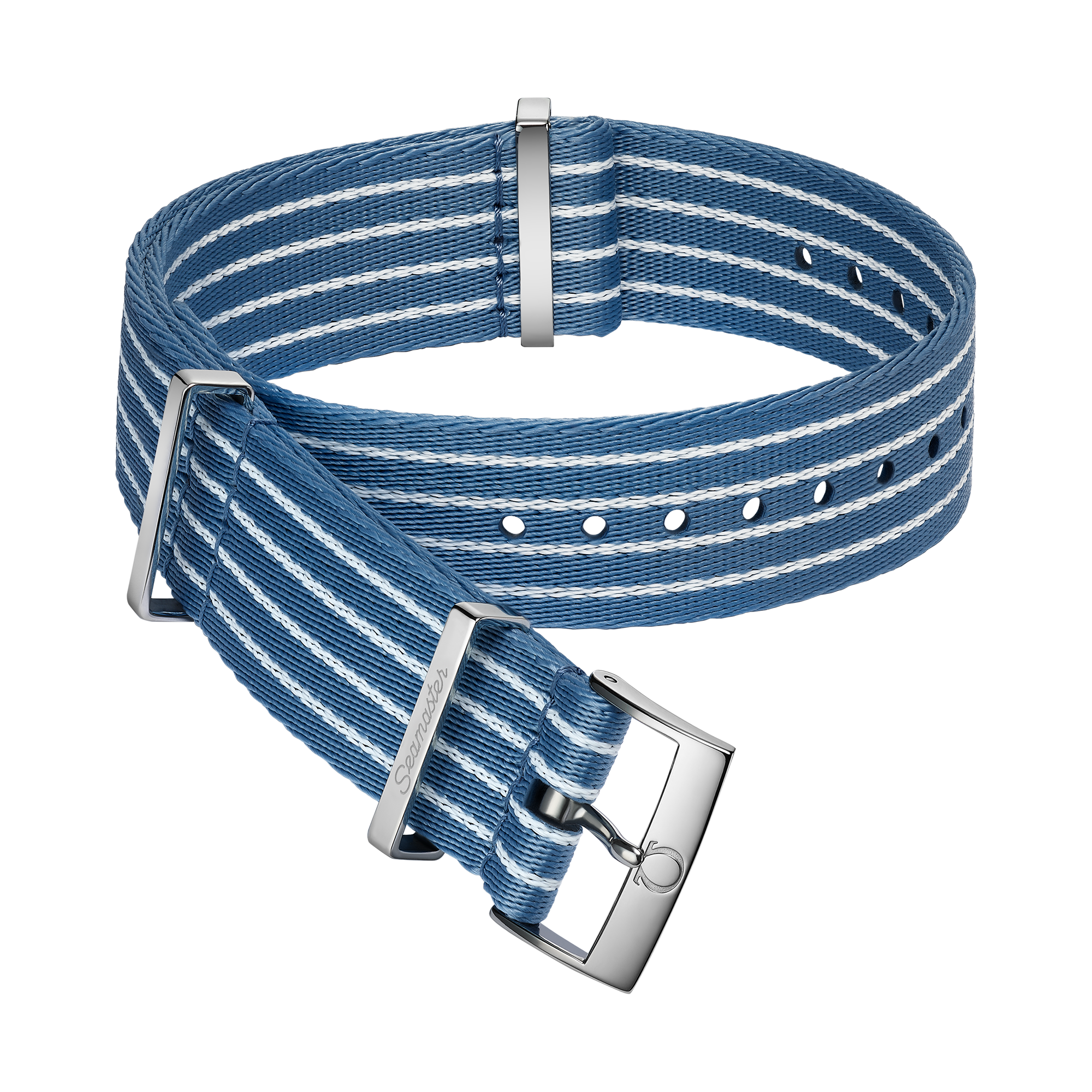 NATO strap - Polyamide striped Summer Blue and white strap - 031Z019480W