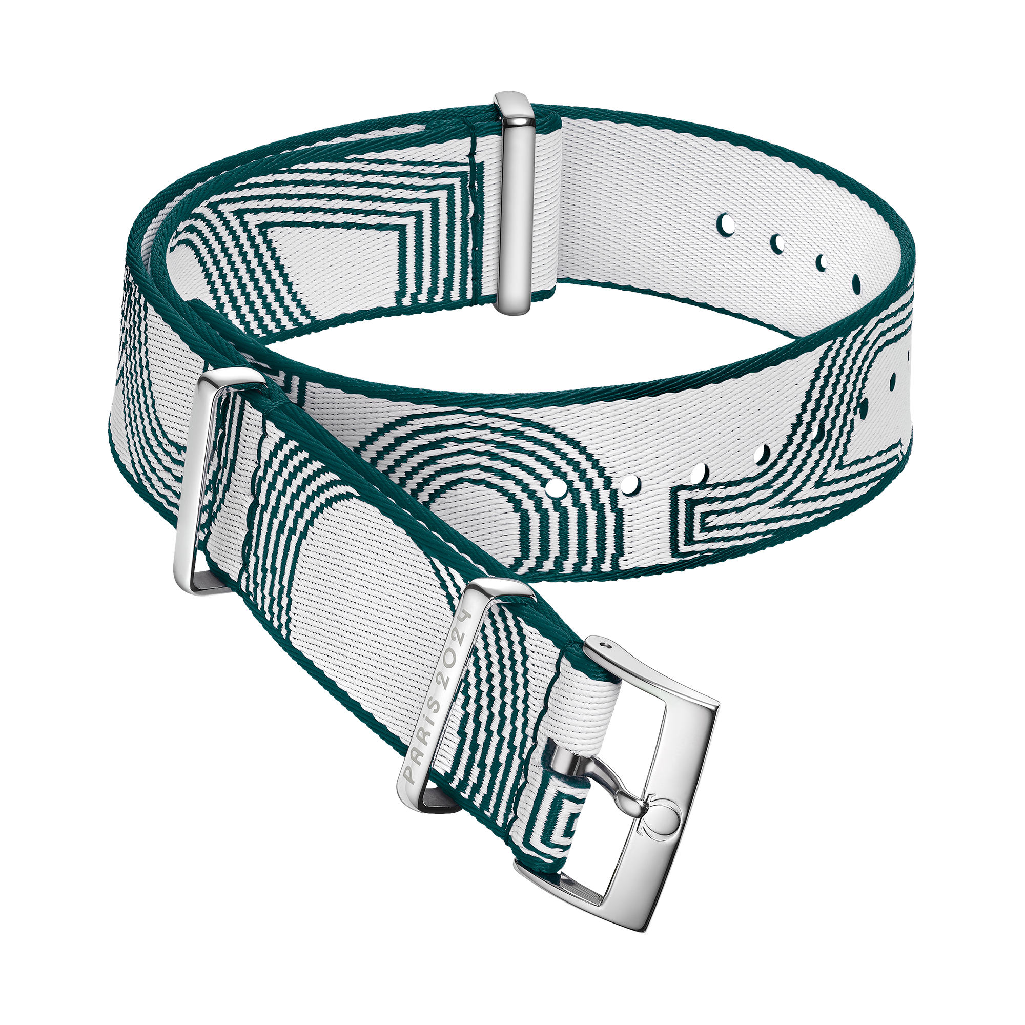 Bracelete NATO - Bracelete em poliamida branca e verde - 031Z019140