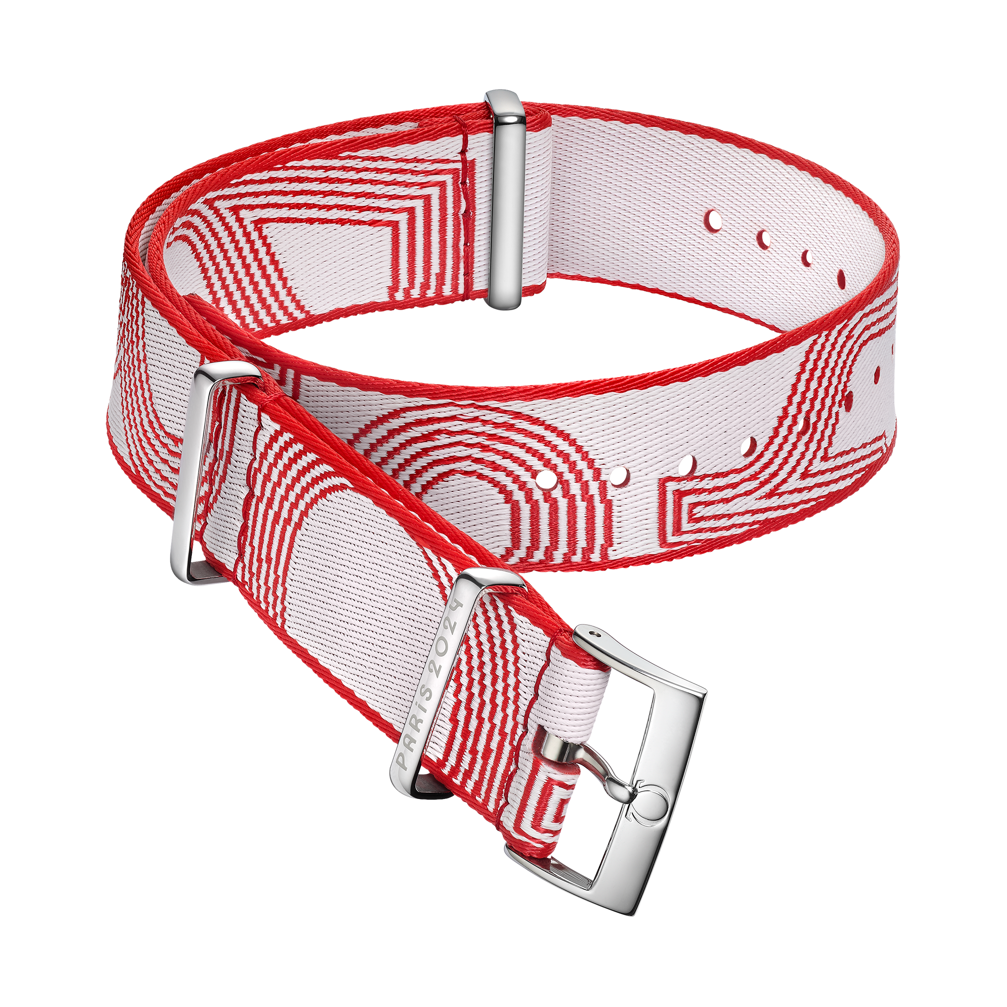 NATO-Armband - Weiß-rotes Polyamidarmband - 031Z019128
