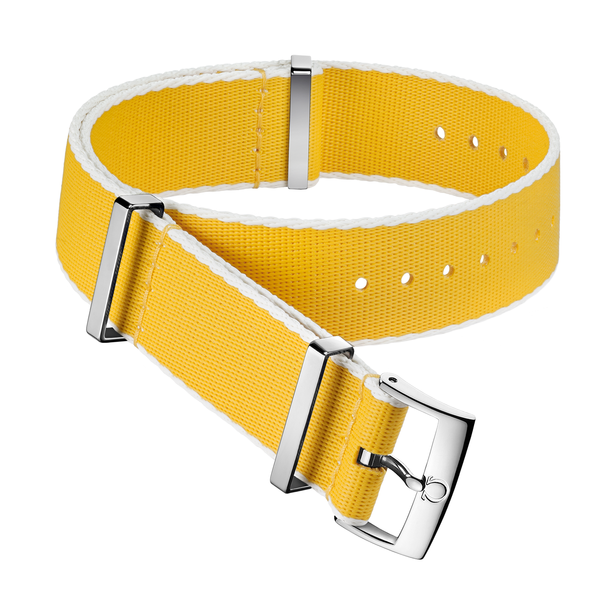NATO-Armband - Gelbes Polyamidarmband, weiße Ränder - 031CWZ010706