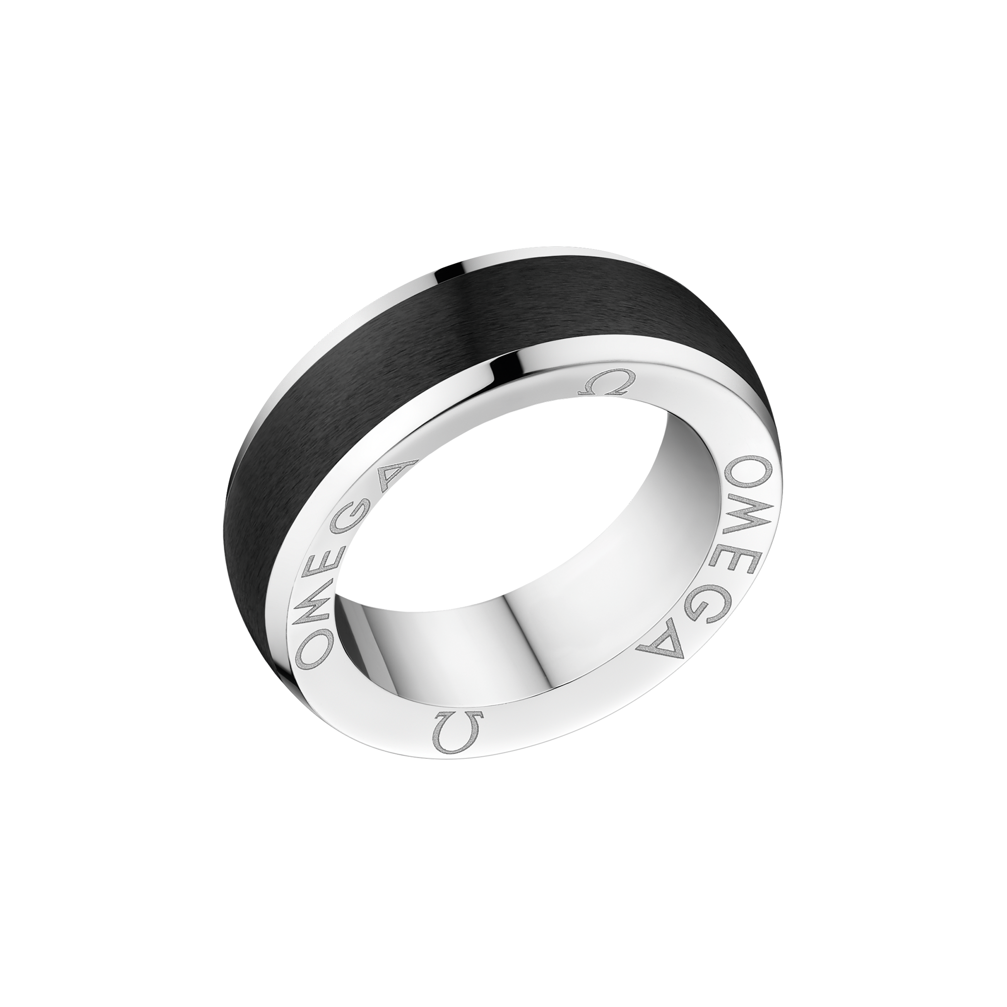 Omegamania Ring, Schwarze Keramik, Edelstahl - RA02CC00001XX