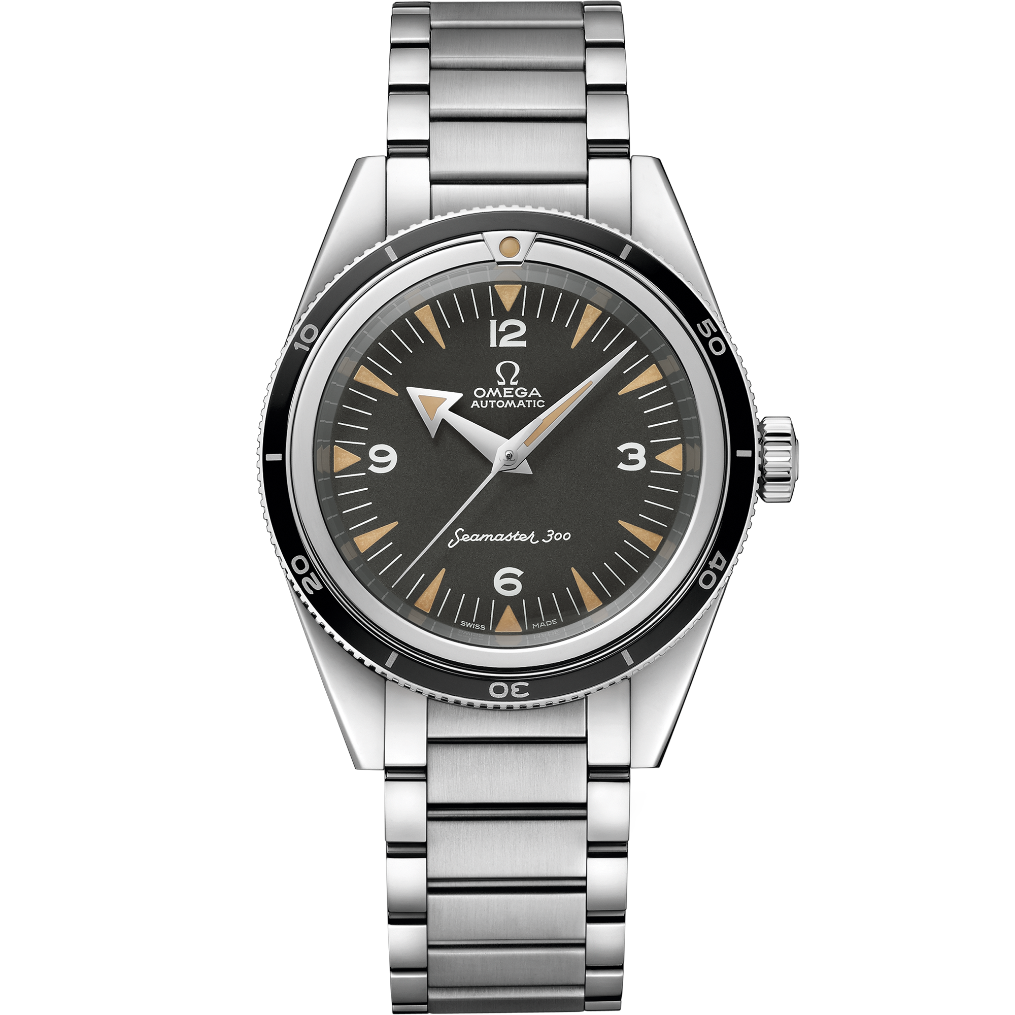 Black dial watch on Steel case with Steel bracelet - Seamaster 300 39 mm, steel on steel - 234.10.39.20.01.001