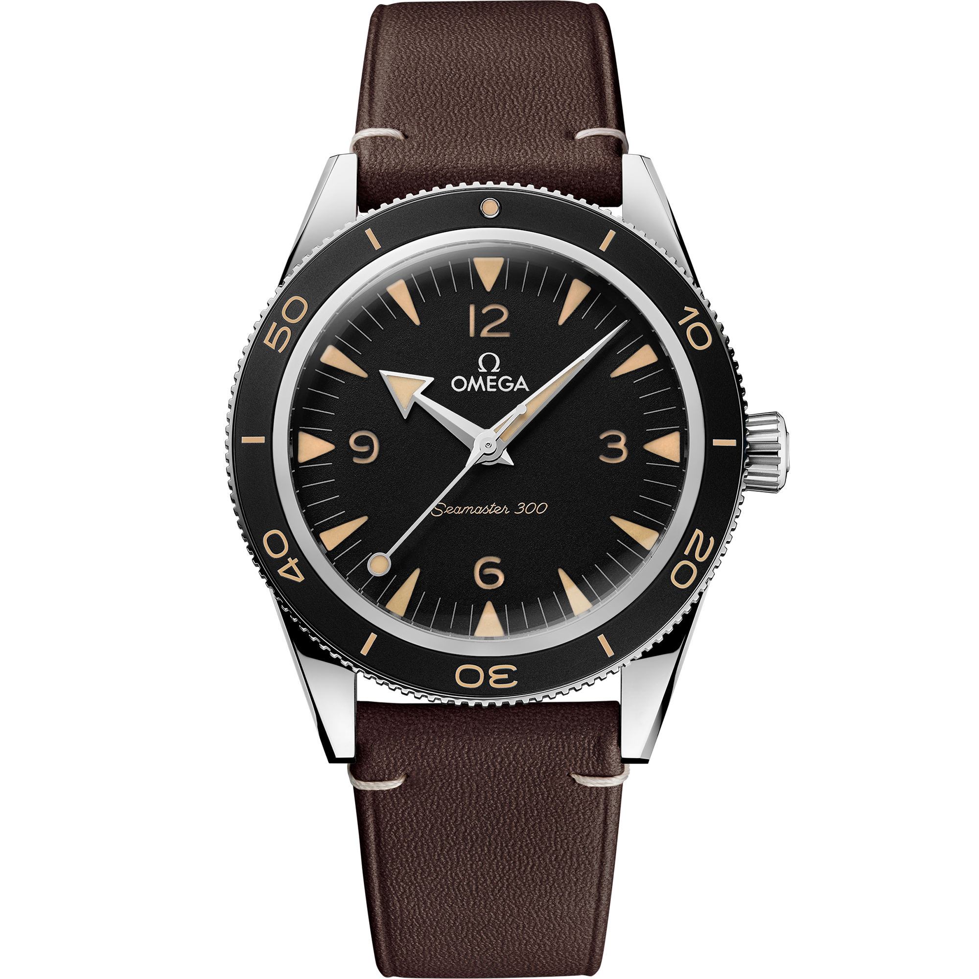 Seamaster 300 41 mm, steel on leather strap - 234.32.41.21.01.001