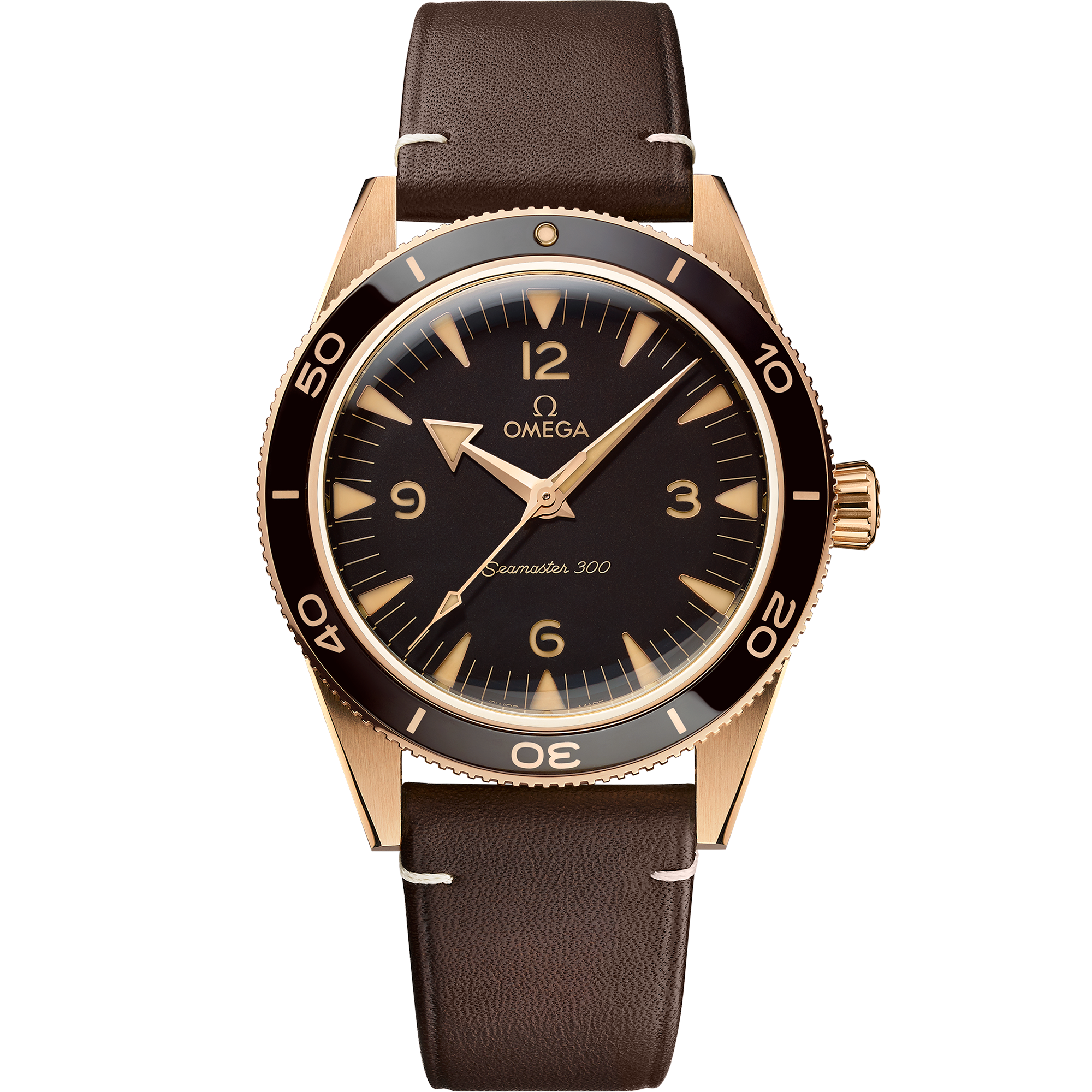 Seamaster 300 41 mm, Bronze gold on leather strap - 234.92.41.21.10.001