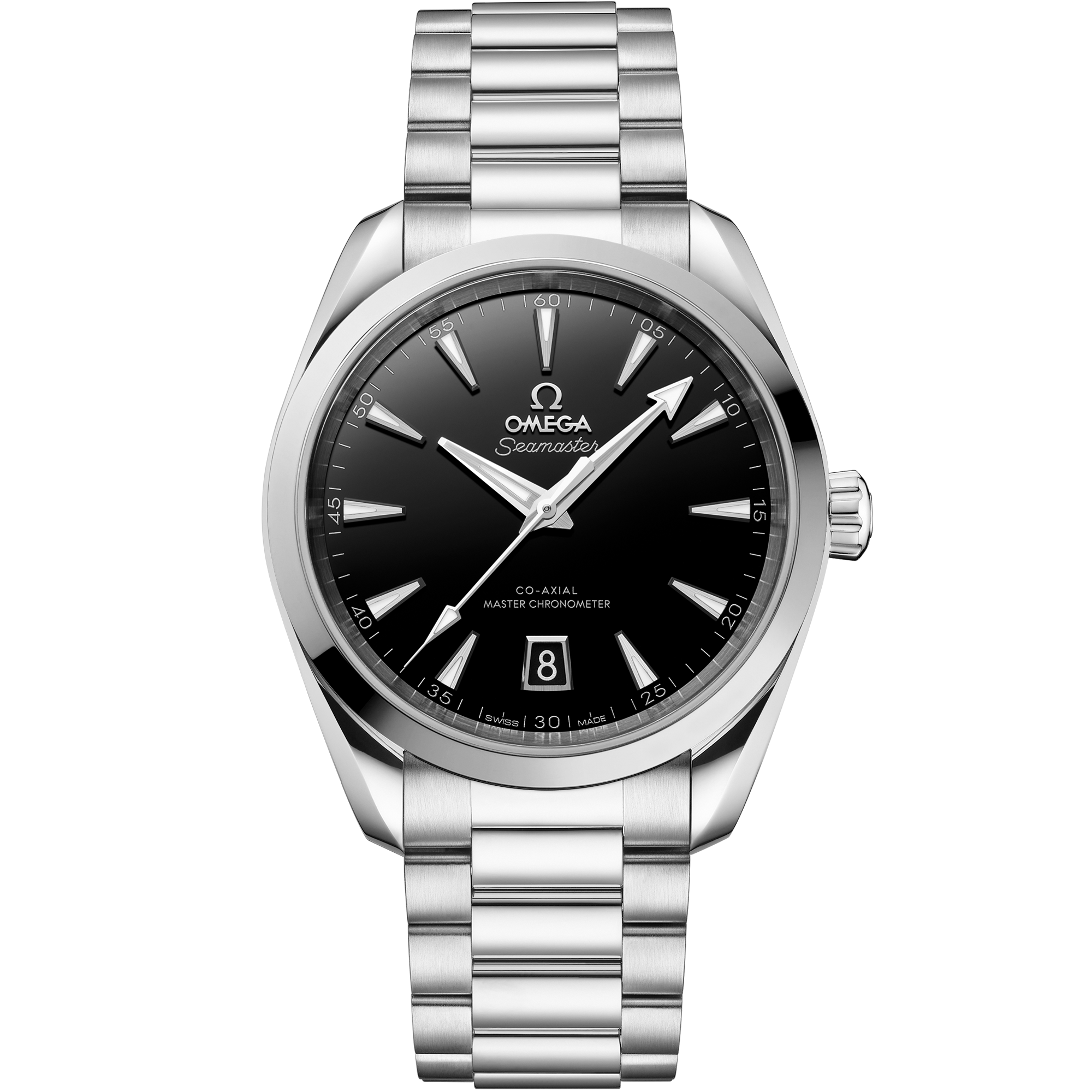 Black dial watch on Steel case with Steel bracelet - Seamaster Aqua Terra 150M 38 mm, steel on steel - 220.10.38.20.01.004