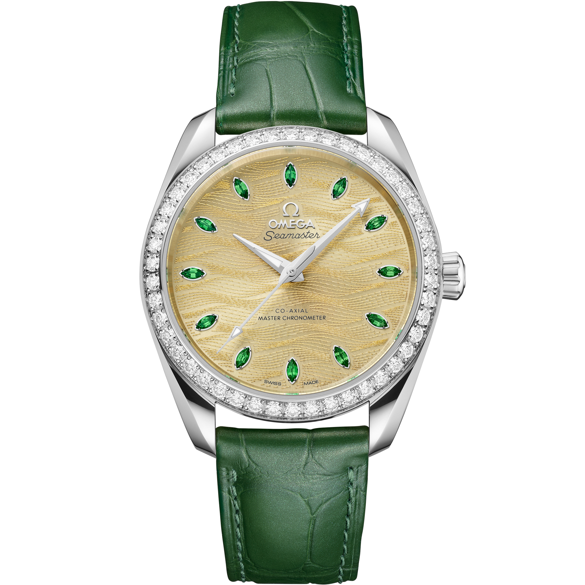 Green dial watch on Canopus Gold™ case with Alligator bracelet - Seamaster Aqua Terra 150M 38 mm, Canopus Gold™ on Alligator - 220.58.38.20.99.008