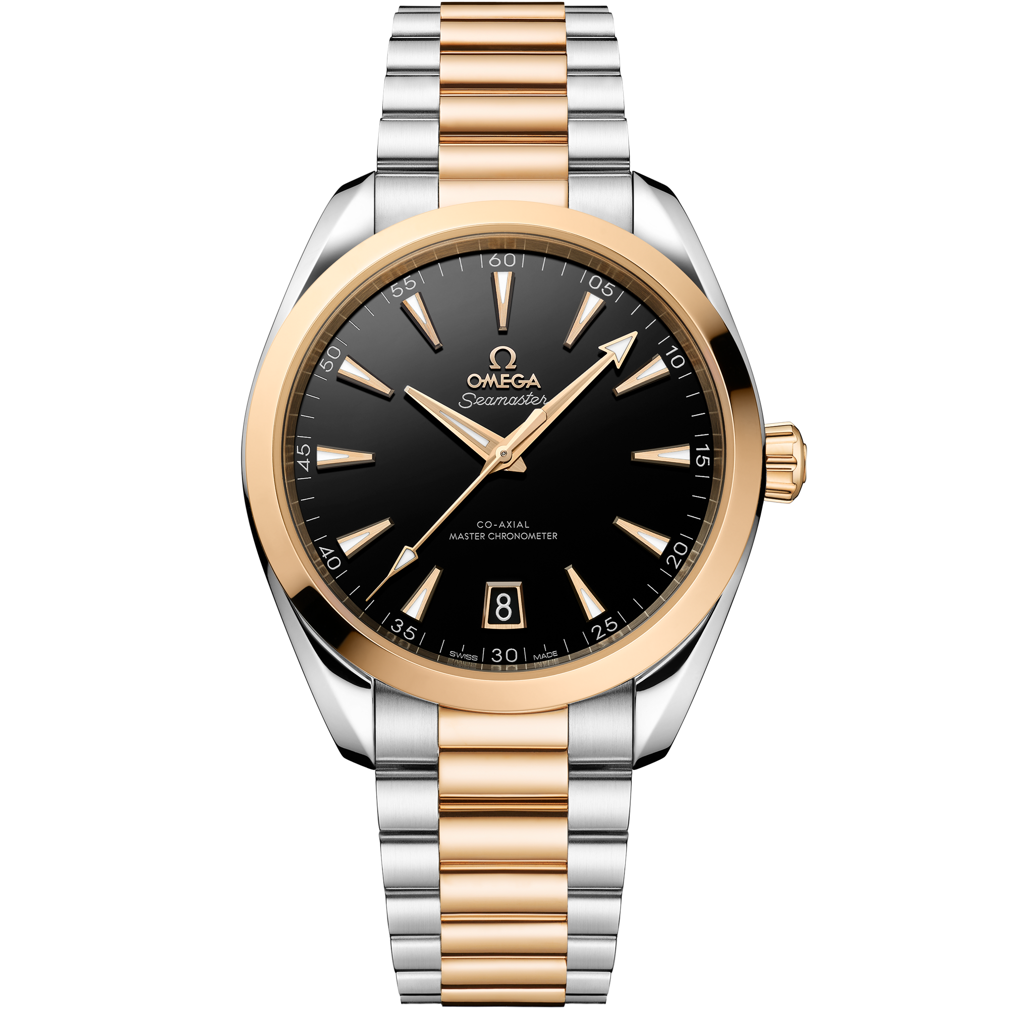 Black dial watch on steel - Moonshine™ gold case with steel - Moonshine™ gold bracelet - Seamaster Aqua Terra 150M 41 mm, steel - Moonshine™ gold on steel - Moonshine™ gold - 220.20.41.21.01.001