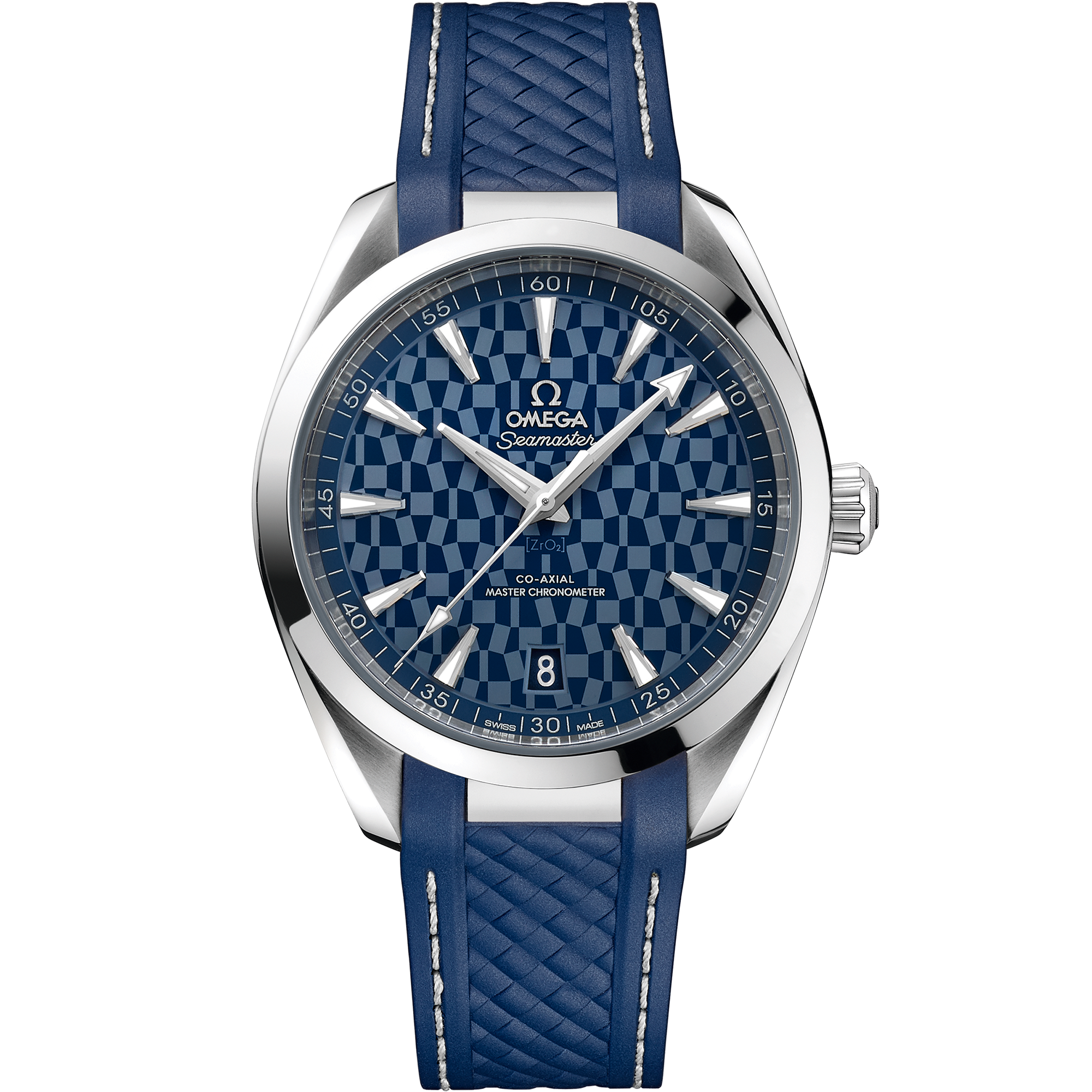 Uhr mit Blau Zifferblatt auf Stahl Gehäuse mit Kautschukband bracelet - Seamaster Aqua Terra 150 M 41 mm, Stahl mit Kautschukband - 522.12.41.21.03.001