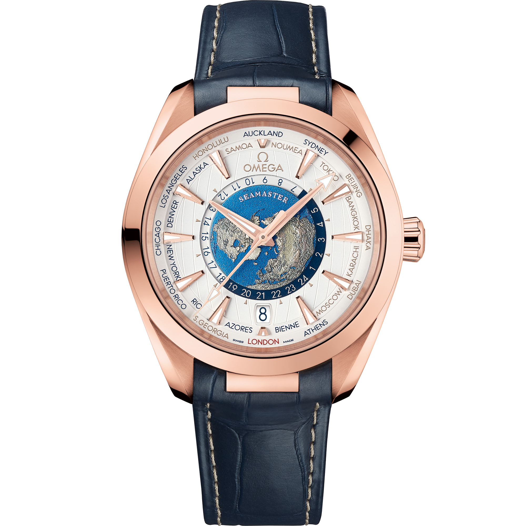 Seamaster Aqua Terra 150M 43 mm, ouro Sedna™ em bracelete de pele - 220.53.43.22.02.001