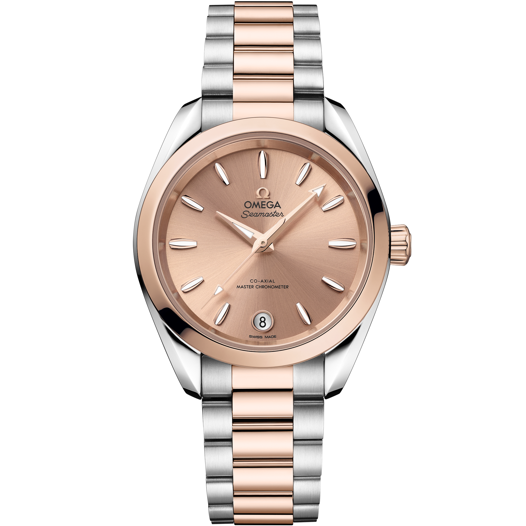 Pink dial watch on Steel - Sedna™ gold case with Steel - Sedna™ gold bracelet - Seamaster Aqua Terra Shades 34 mm, steel - Sedna™ gold on steel - Sedna™ gold - 220.20.34.20.10.001