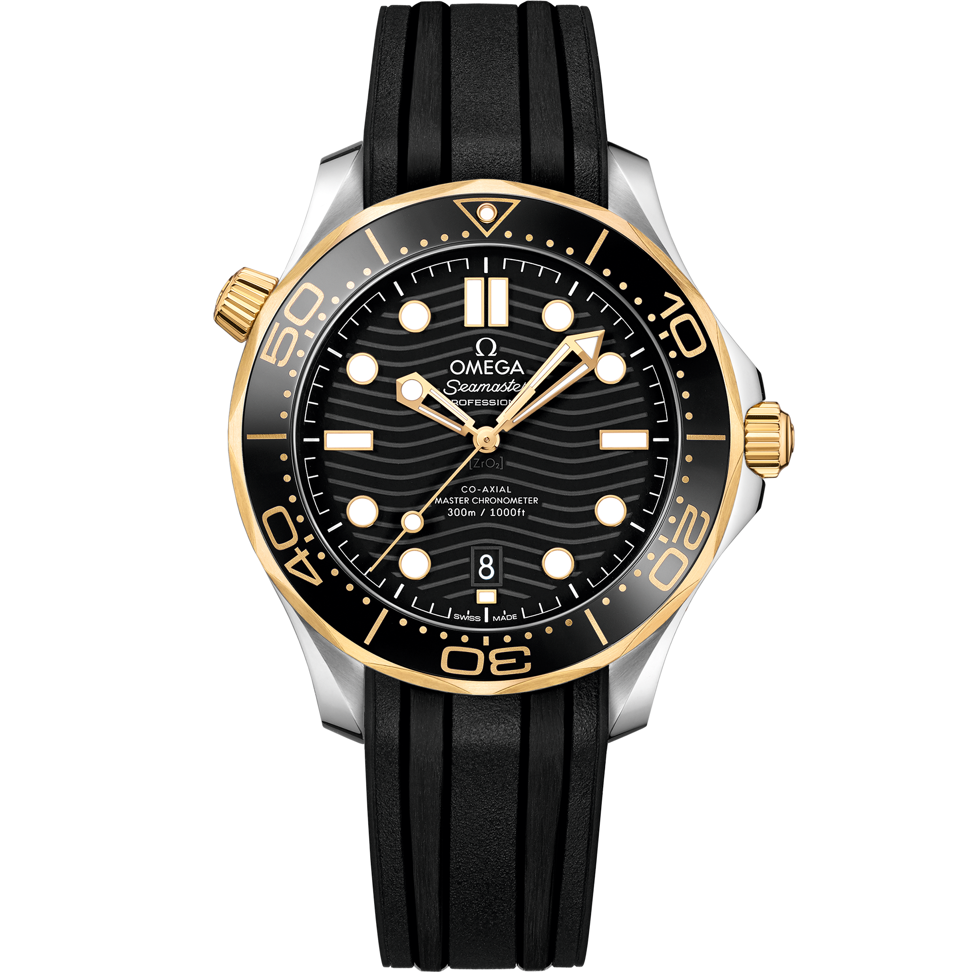 Seamaster 42 mm, aço - ouro amarelo em bracelete de borracha - 210.22.42.20.01.001