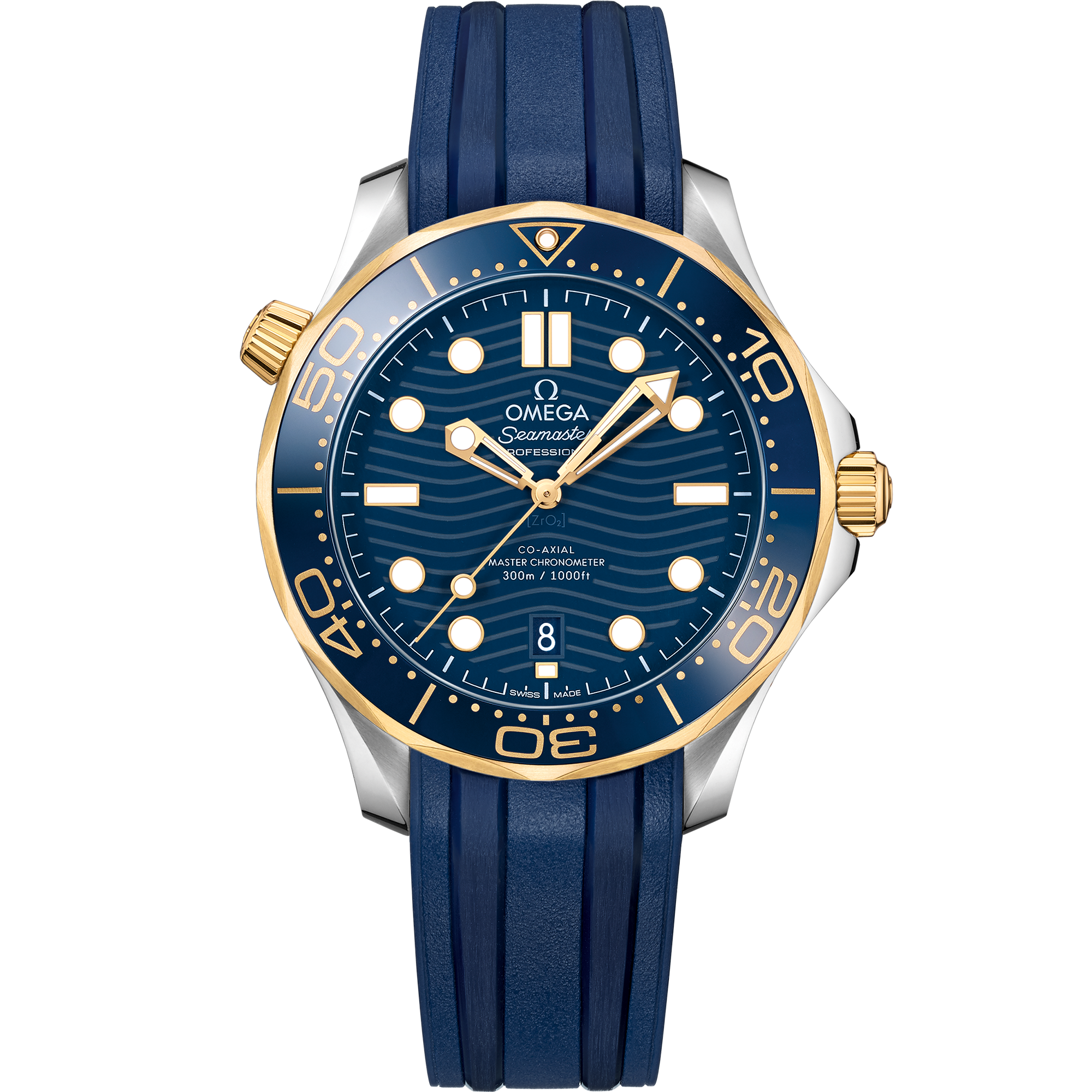 Seamaster Diver 300M 42 mm, steel - yellow gold on rubber strap - 210.22.42.20.03.001