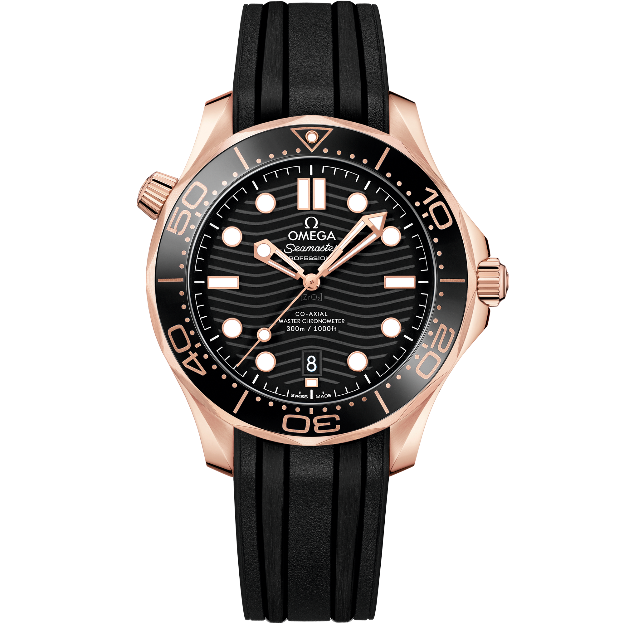 Seamaster Diver 300M 42 mm, Sedna™ gold on rubber strap - 21062422001002