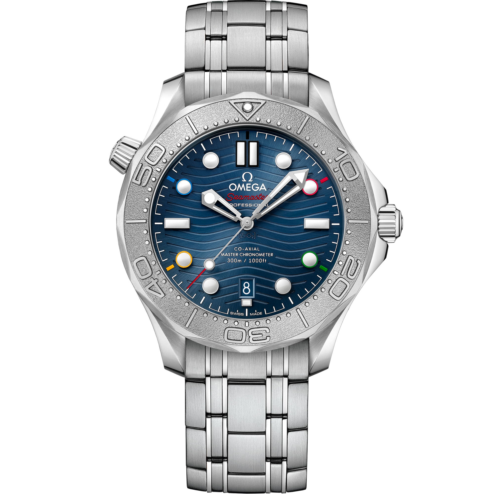 Uhr mit Blau Zifferblatt auf Stahl Gehäuse mit Edelstahlarmband bracelet - Seamaster Diver 300M 42 mm, Stahl mit Stahlband - 522.30.42.20.03.001