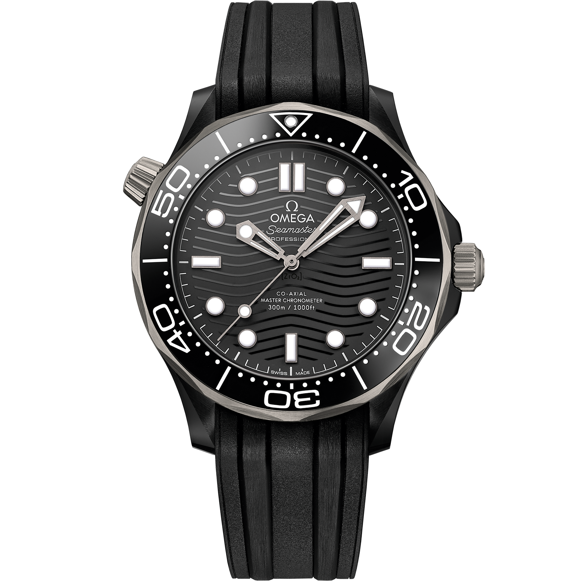 Seamaster Diver 300M 43,5 mm, céramique noire sur bracelet caoutchouc