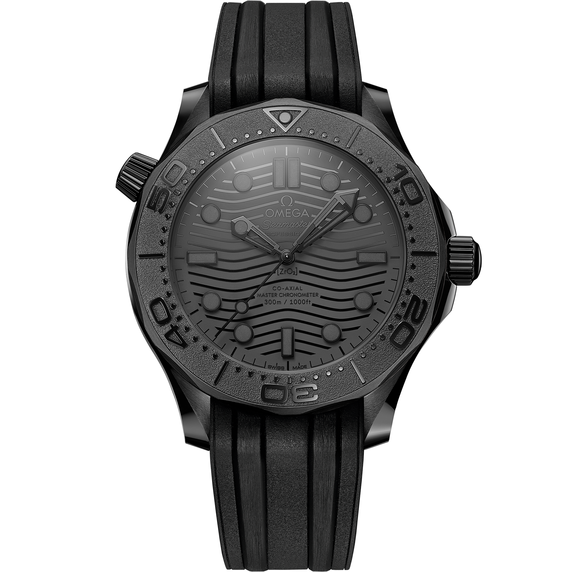 Seamaster Diver 300M 43,5 mm, cerámica negra con pulsera de caucho - 210.92.44.20.01.003